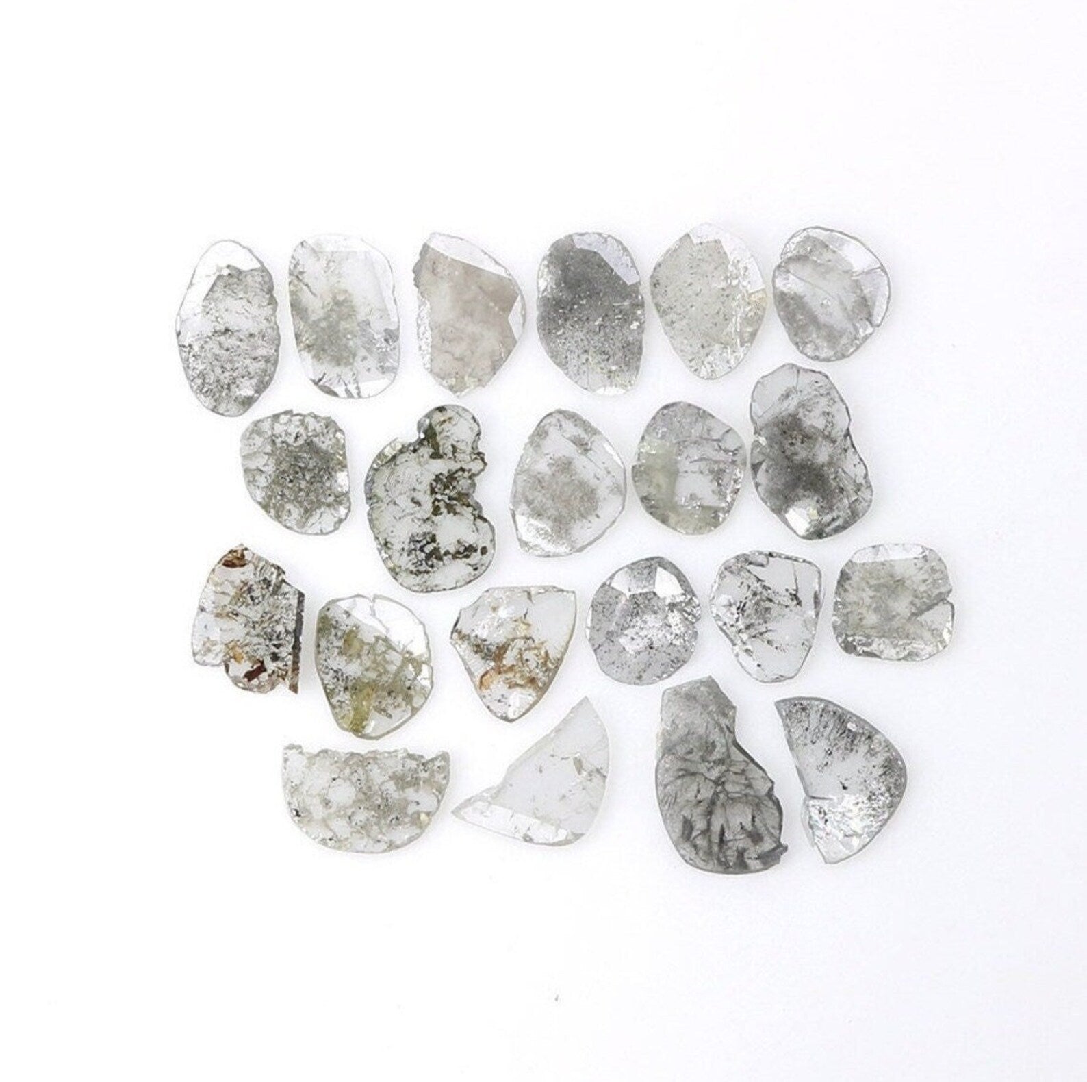 2.05 Ct Natural Loose Slice Shape Diamond Salt And Pepper Slice Cut Diamond 3.80 MM Natural Black Grey Color Irregular Cut Diamond NQ1733