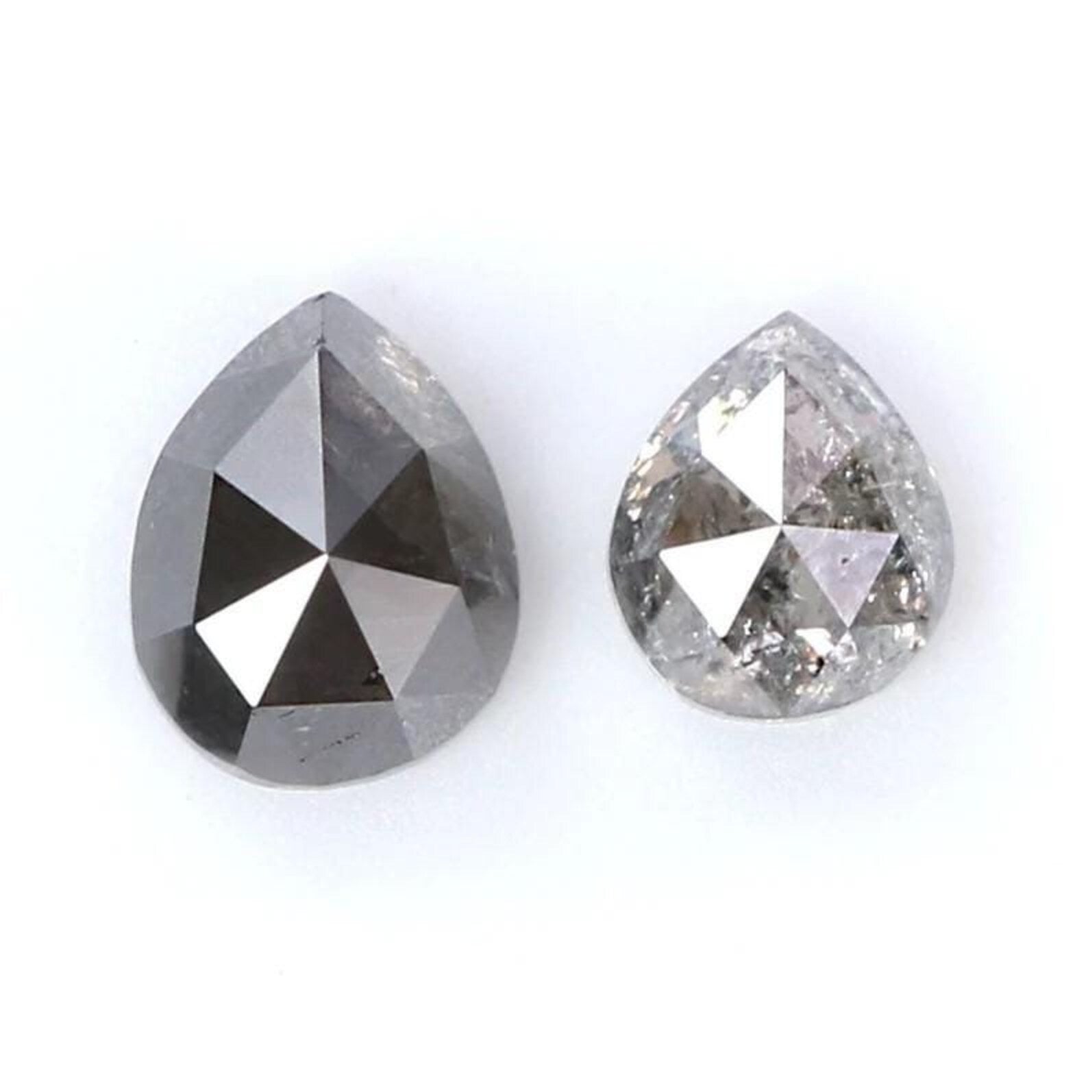 0.68 CT Natural Loose Pear Cut Pair Diamond Salt And Pepper Pear Shape Diamond 4.00 MM Natural Black Gray Color Pear Rose Cut Diamond NQ8535