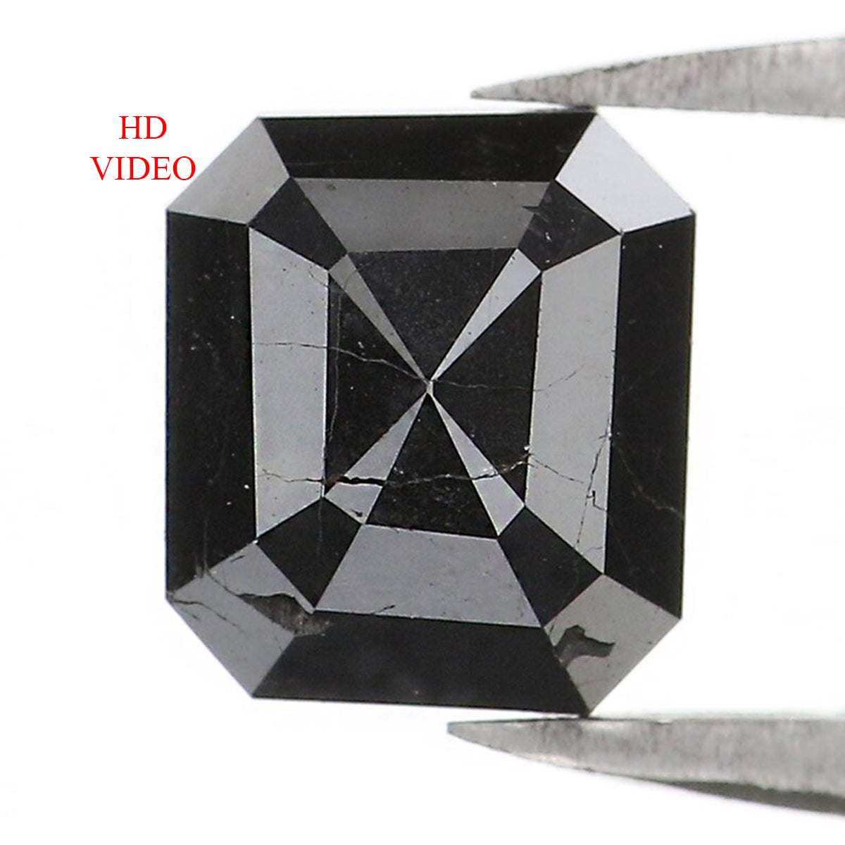 Natural Loose Emerald Shape Black Color Diamond 1.64 CT 7.20 MM Emerald Shape Rose Cut Diamond L1336