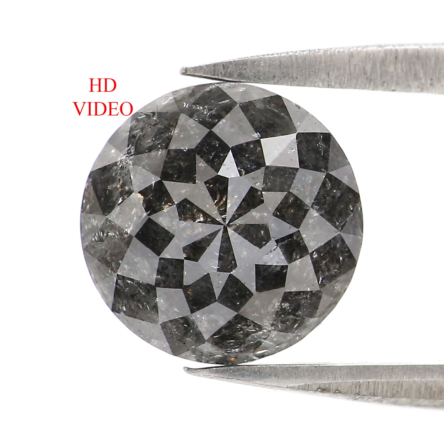 2.49 CT Natural Loose Round Rose Cut Diamond Salt And Pepper Round Diamond 8.15 MM Natural Loose Black Grey Color Rose Cut Diamond QL202