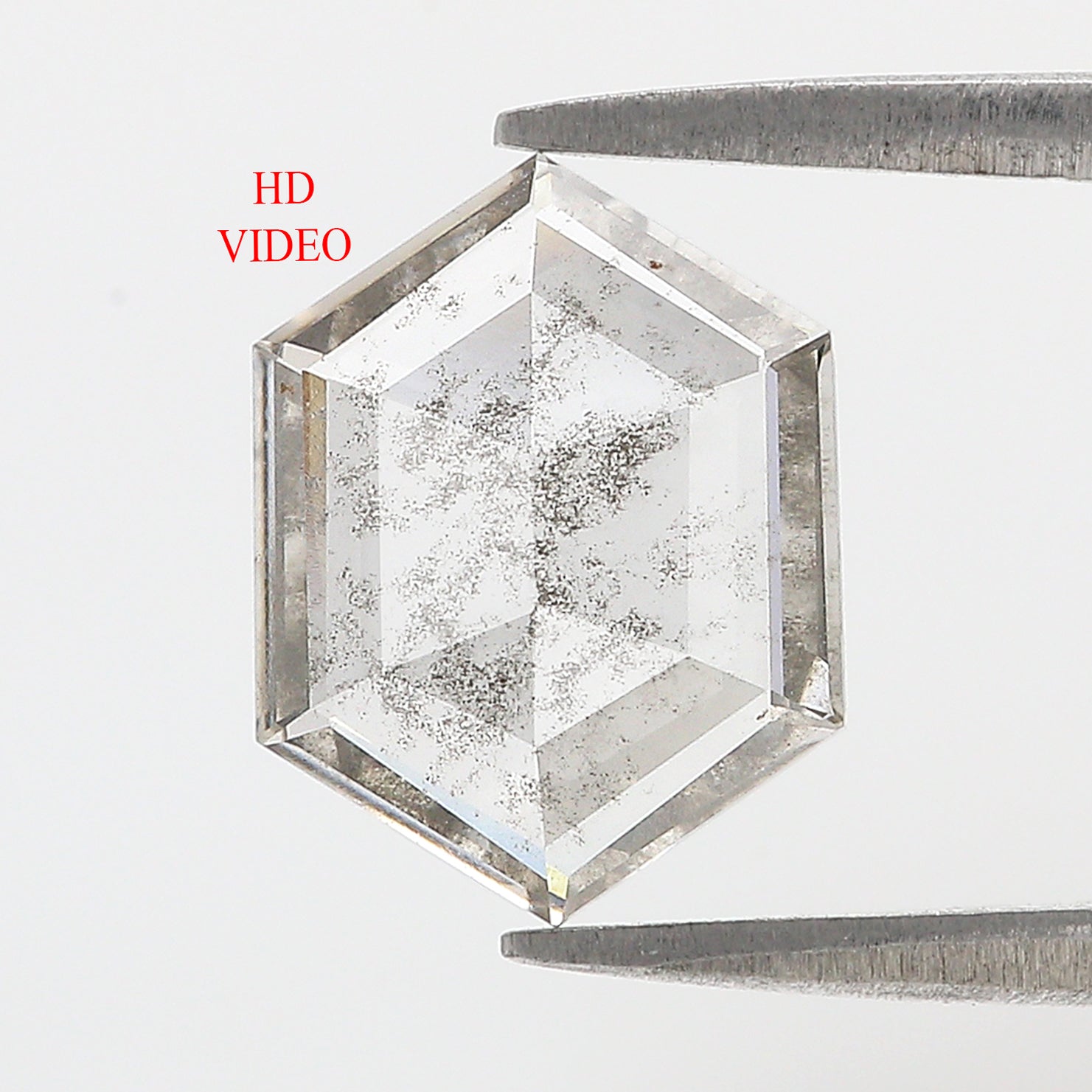 2.09 CT Hexagon Rose Cut Salt And Pepper Lab Grown 10.90 MM Loose Diamond CVD Fancy Black Grey Color Lab Created Antique Cut Diamonds L3568