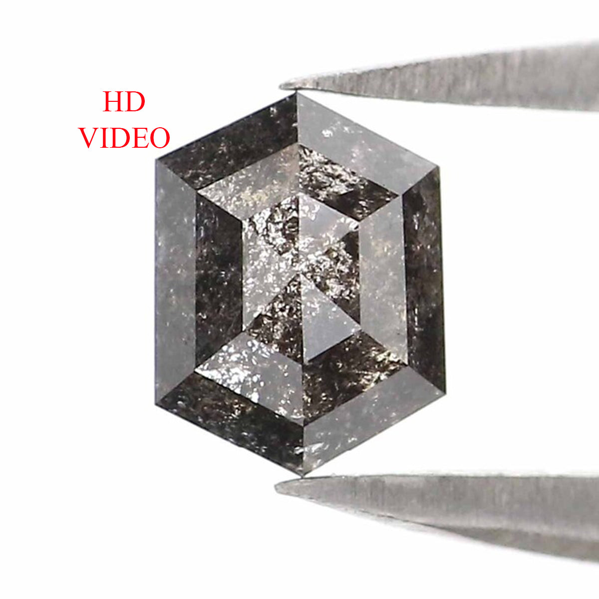 0.50 CT Natural Loose Hexagon Cut Diamond Salt And Pepper Hexagon Diamond 5.35 MM Natural Loose Black Grey Color Hexagon Cut Diamond KQ2541