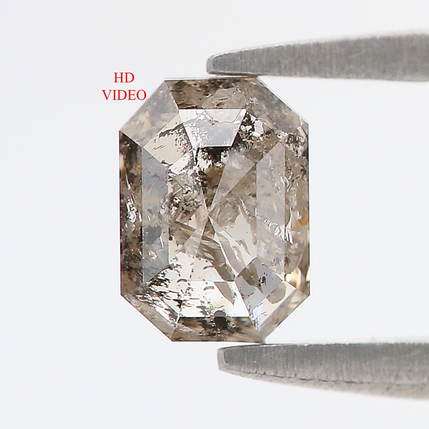 0.75 CT Natural Loose Emerald Shape Diamond Salt And Pepper Emerald Diamond 5.95 MM Black Grey Color Emerald Shape Rose Cut Diamond QL9987