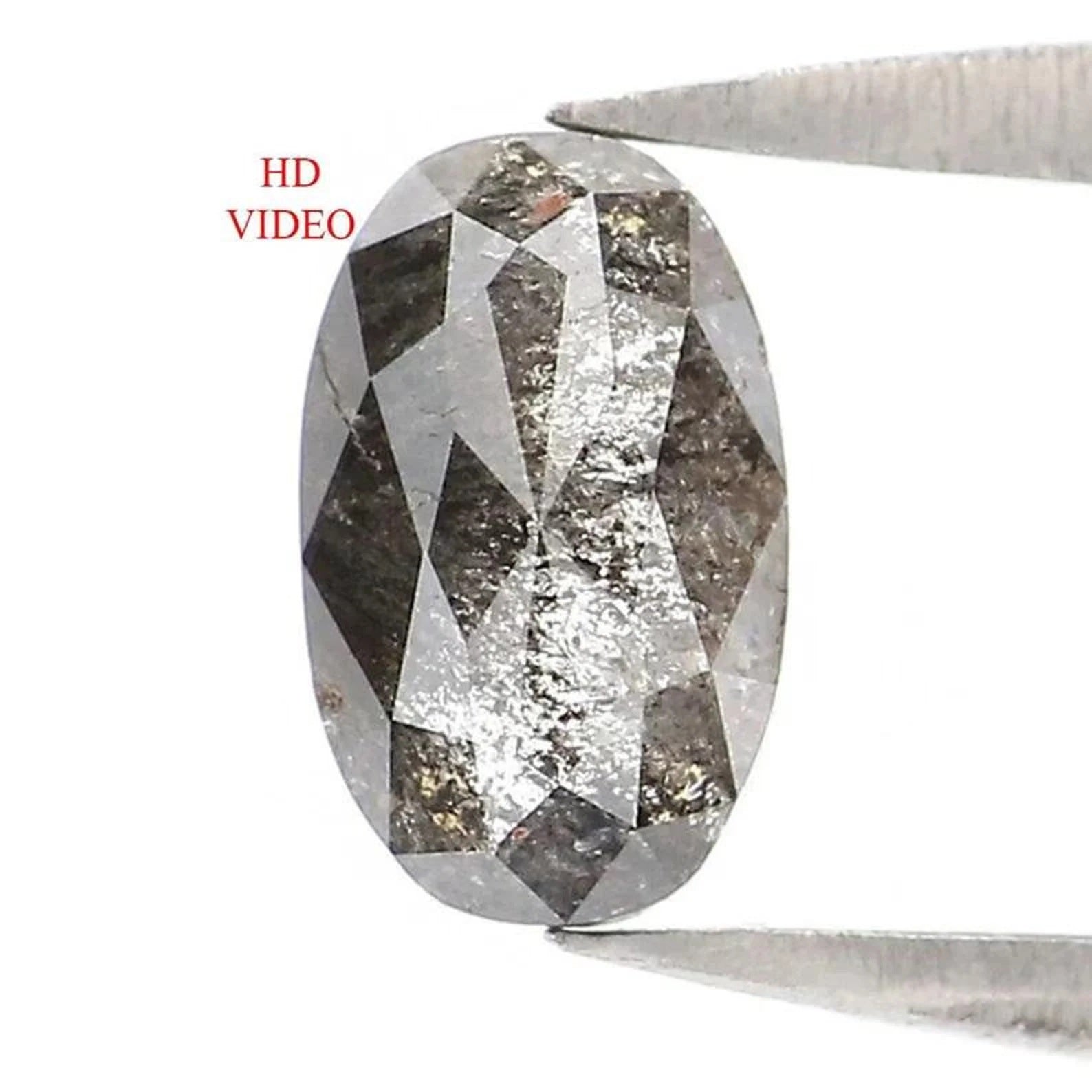 0.58 CT Natural Loose Oval Shape Diamond Salt And Pepper Oval Diamond 6.50 MM Natural Loose Black Grey Color Oval Rose Cut Diamond NQ2040