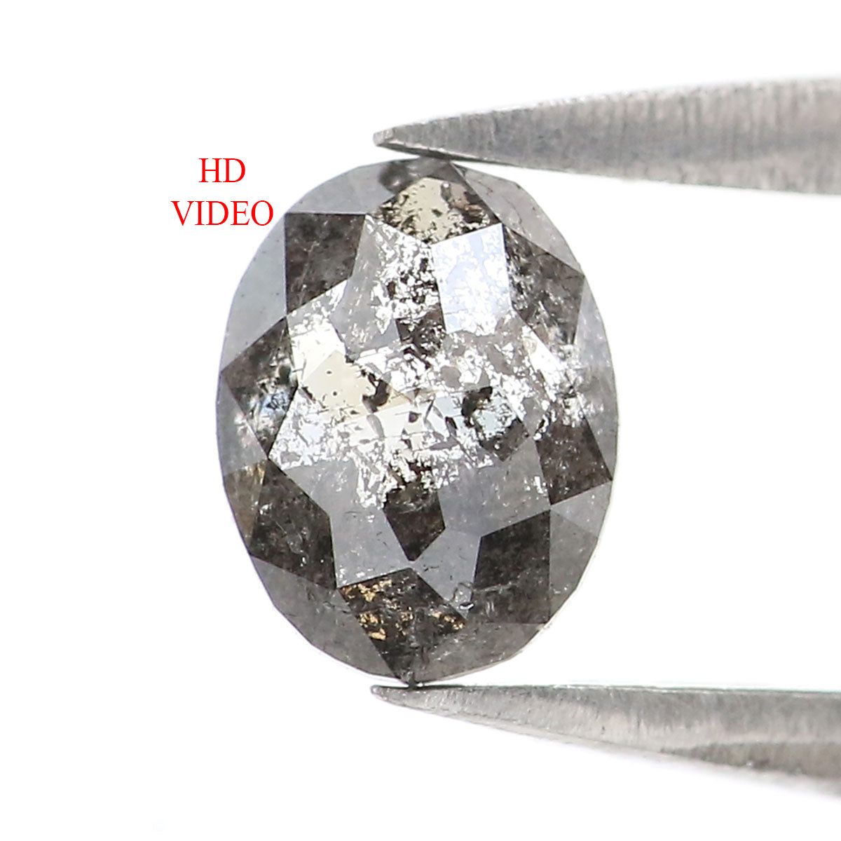 0.37 CT Natural Loose Oval Shape Diamond Salt And Pepper Oval Cut Diamond 5.35 MM Natural Black Grey Color Oval Rose Cut Diamond KQ2584
