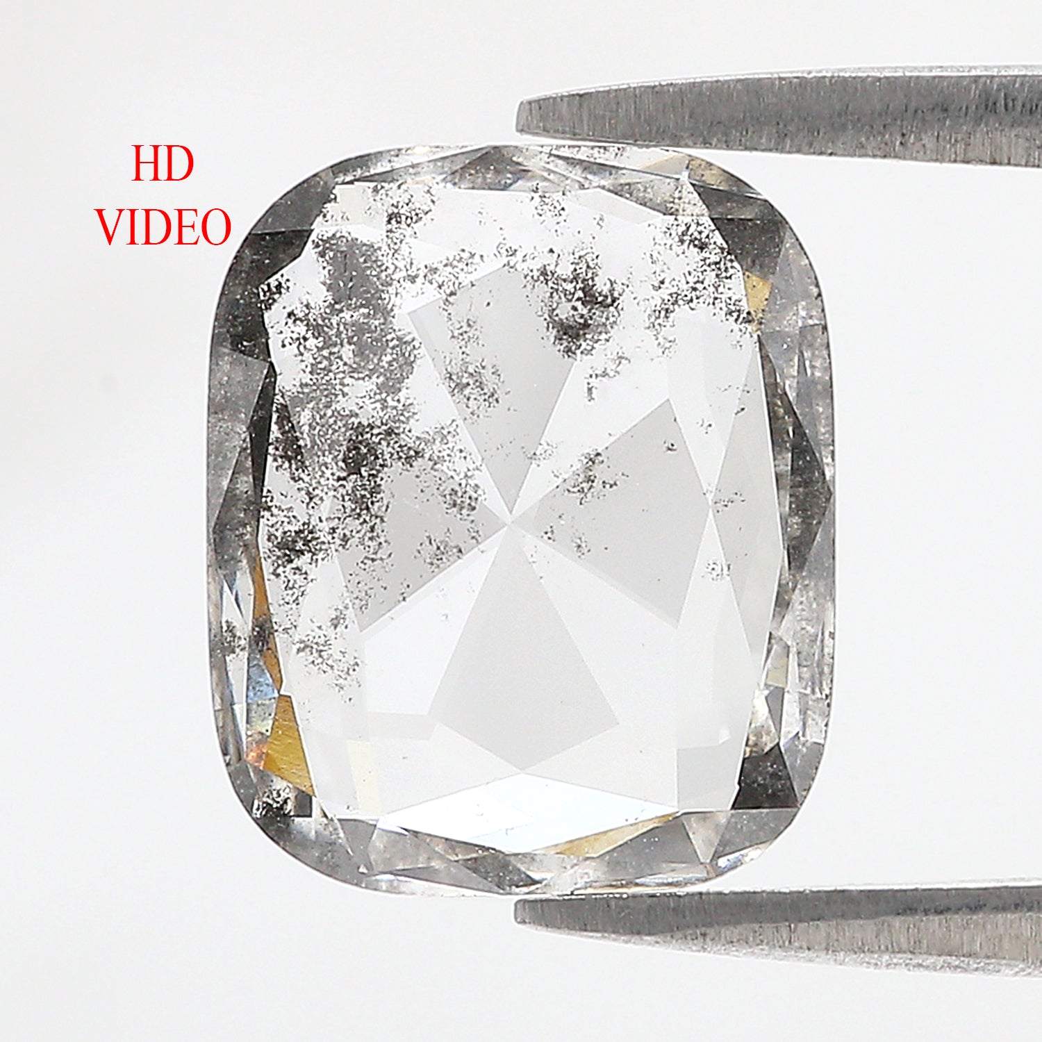 2.41 CT Cushion Rose Cut Salt And Pepper Lab Grown 11.75 MM Loose Diamond CVD Fancy Black Grey Color Lab Created Antique Cut Diamonds L3526