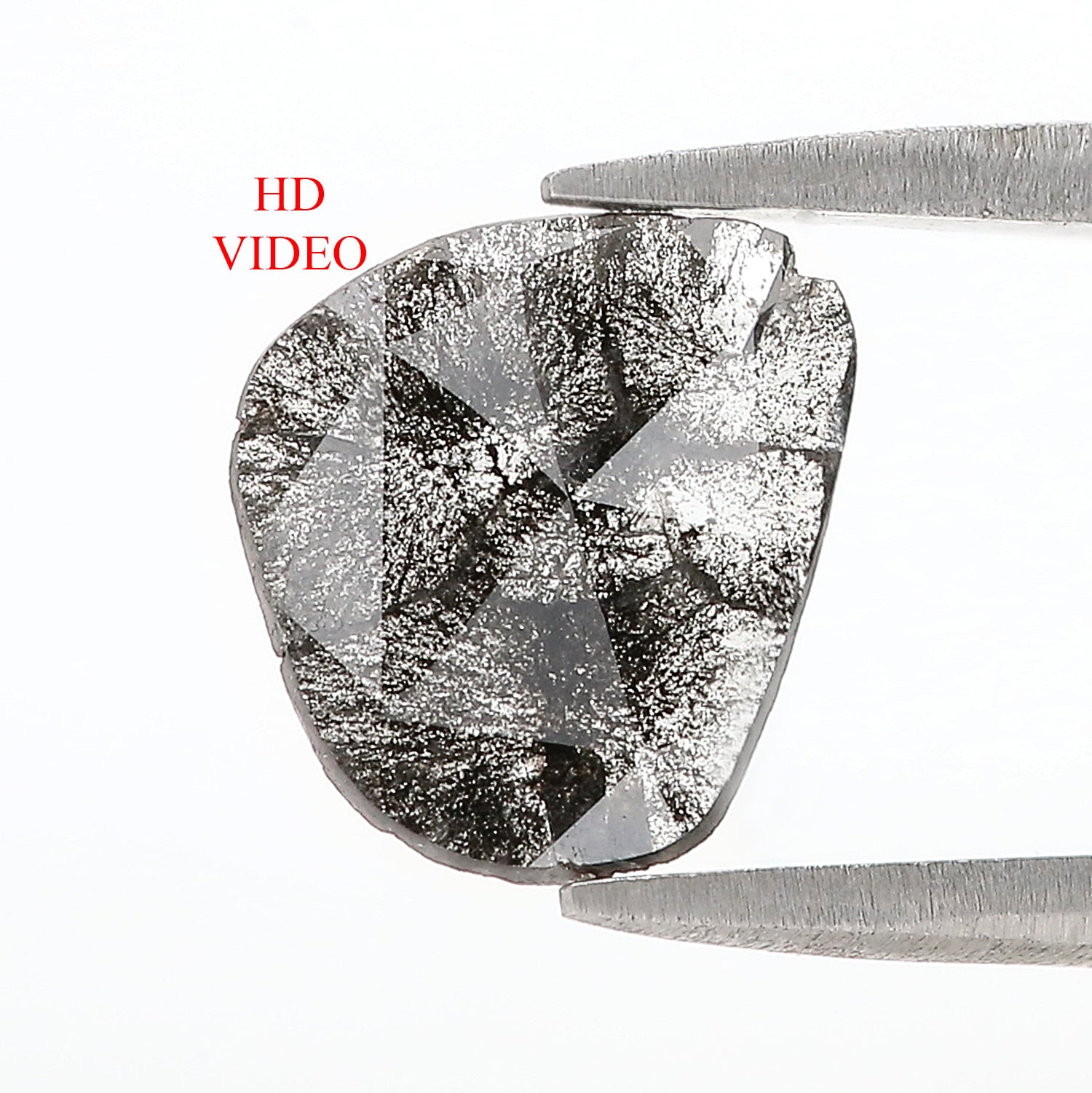 0.90 CT Natural Loose Slice Shape Diamond Salt And Pepper Slice Uncut Diamond 10.20 MM Natural Black Grey Slice Irregular Cut Diamond L3478