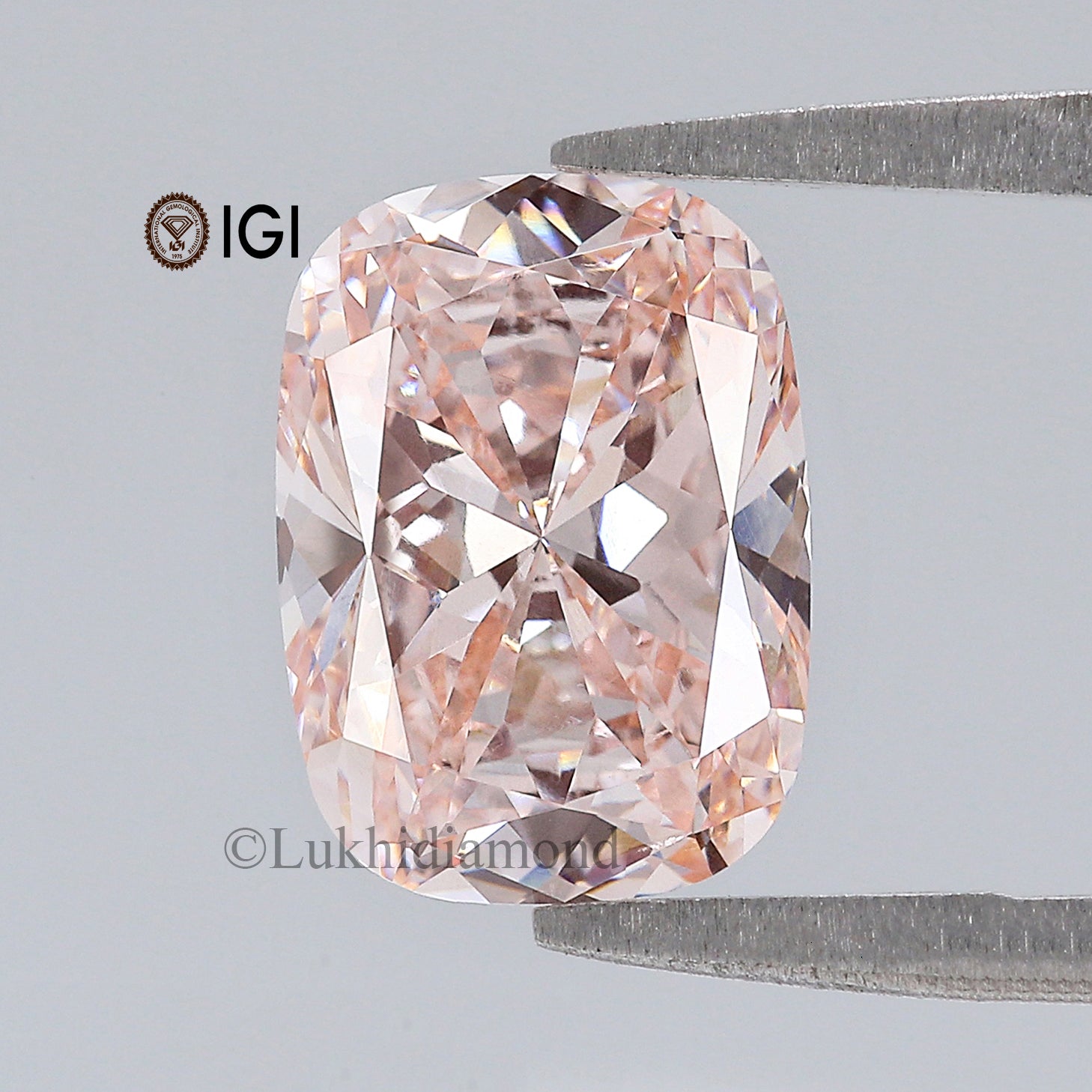 2.58 CT IGI Certified Cushion Brilliant Cut Diamond Fancy Intense Pink Color VVS2 Clarity Lab Grown Diamond Lab Created CVD Diamond L3331