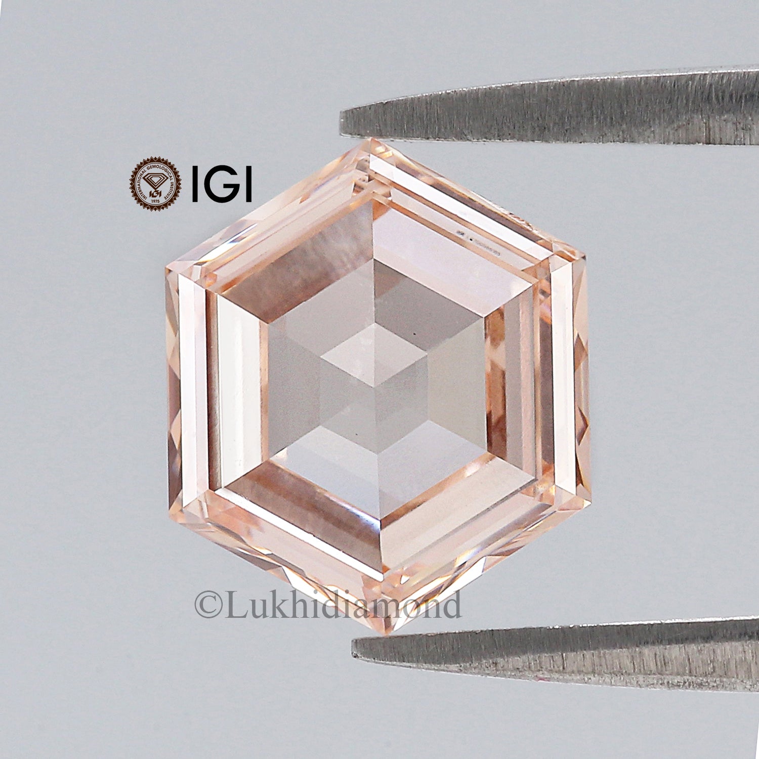 2.08 CT IGI Certified Hexagonal Step Cut Diamond Fancy Intense Pink Color VS1 Clarity Lab Grown Diamond Lab Created Hexagon Diamond L3332