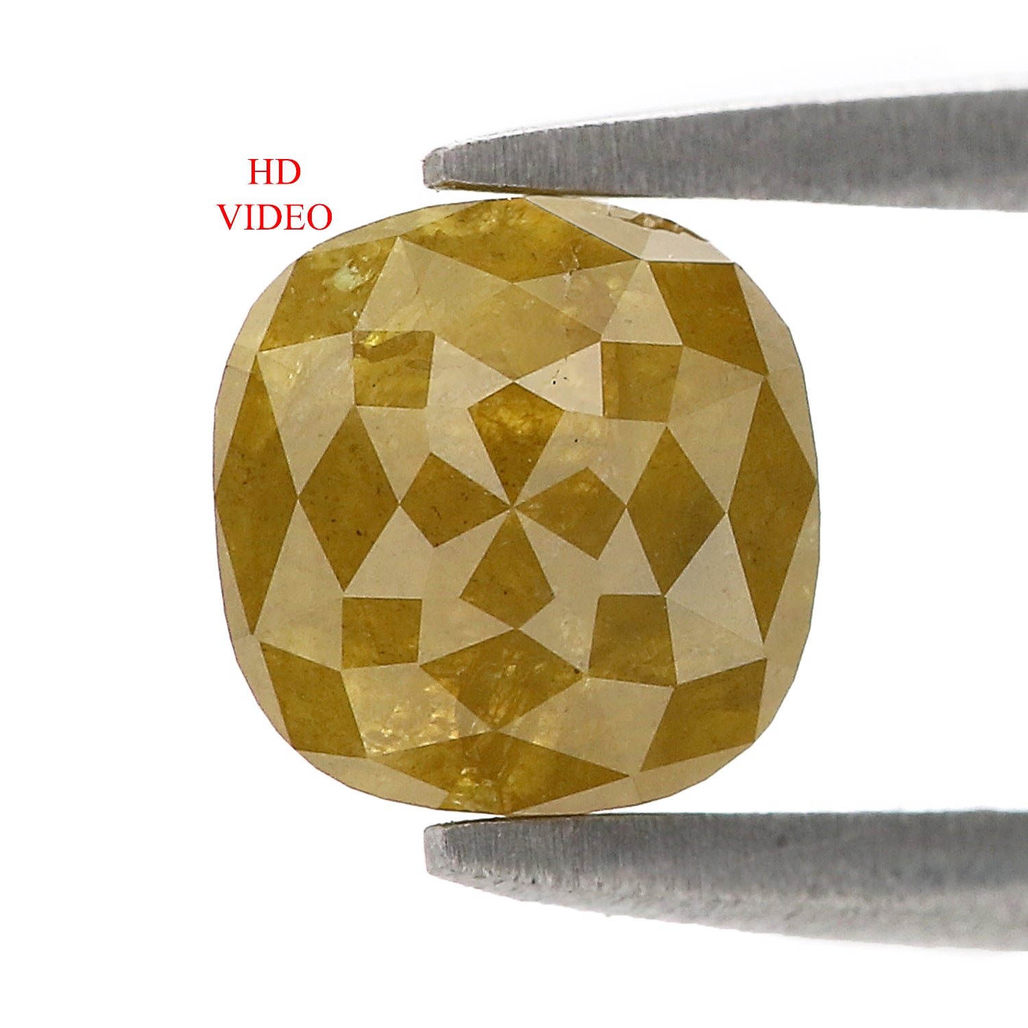 Natural Cushion Yellow Diamond 1.32 CT Loose Rose Cut Yellow Stone 6.15 MM Rustic Diamond Cushion Diamond For Custom Engagement Ring L3657