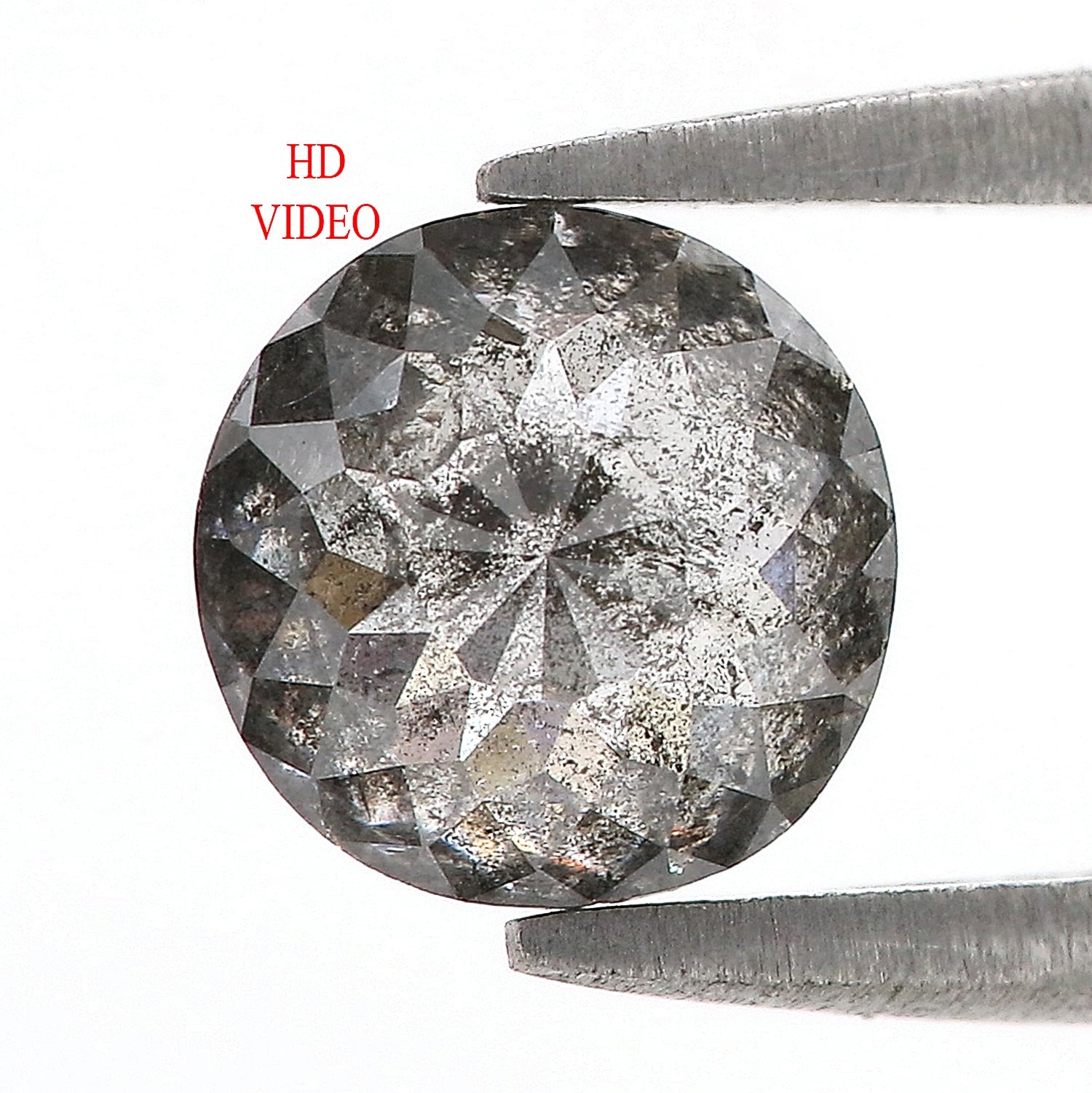 1.57 Ct Natural Loose Round Rose Cut Diamond Salt And Pepper Round Diamond 7.05 MM Natural Loose Black Grey Color Rose Cut Diamond QL9234