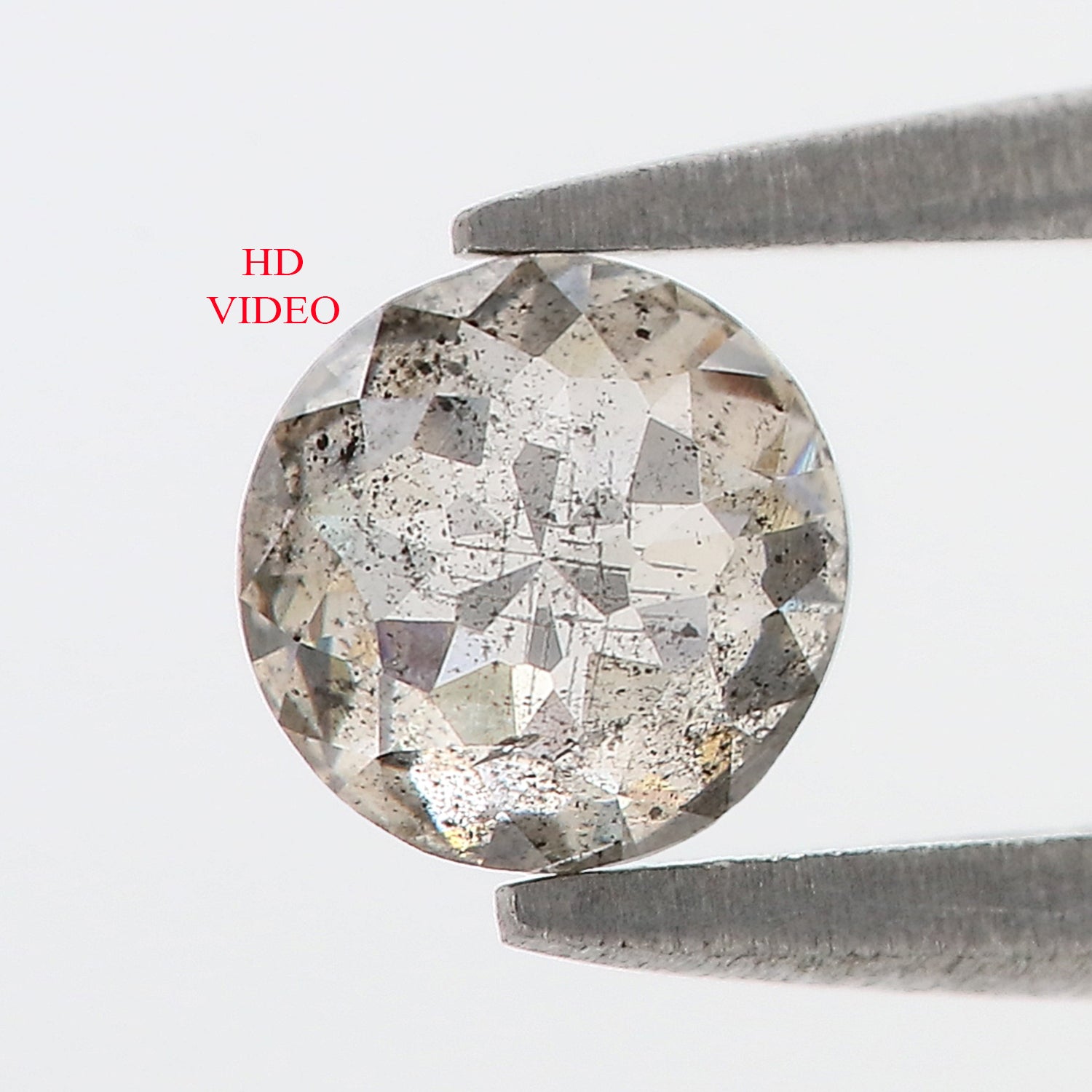 0.66 Ct Natural Loose Round Rose Cut Diamond Salt And Pepper Round Shape Diamond 5.20 MM Natural Black Grey Round Rose Cut Diamond LQ9291