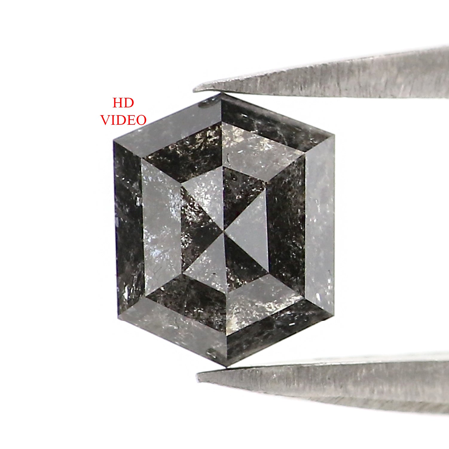 Natural Loose Hexagon Diamond, Salt And Pepper Hexagon Diamond, Natural Loose Diamond, Hexagon Cut Diamond, 0.89 CT Hexagon Shape L2968