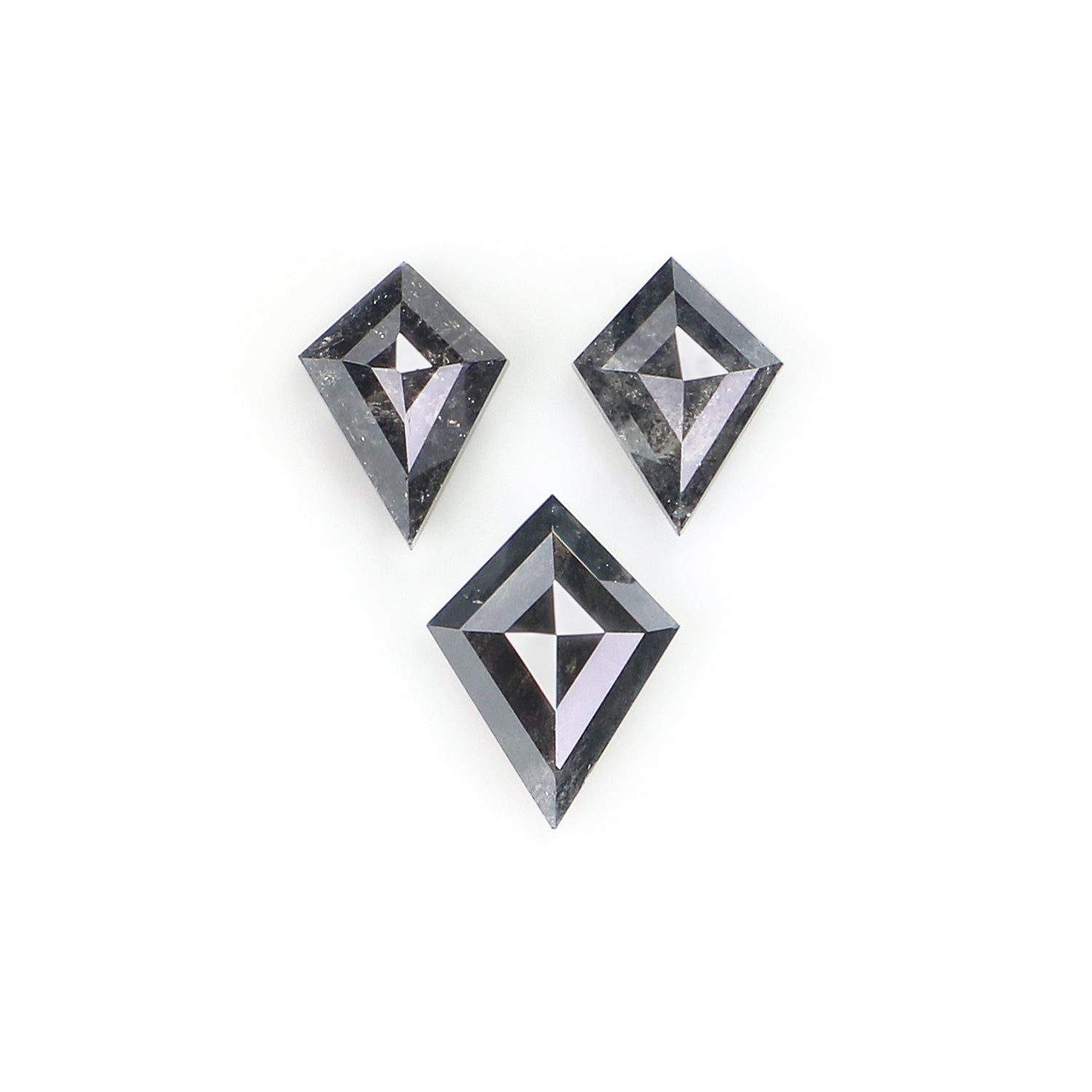 0.37 CT Natural Loose Kite Shape Diamond Salt And Pepper Kite Cut Diamond 4.75 MM Natural Loose Black Grey Color Kite Rose Cut Diamond L2823