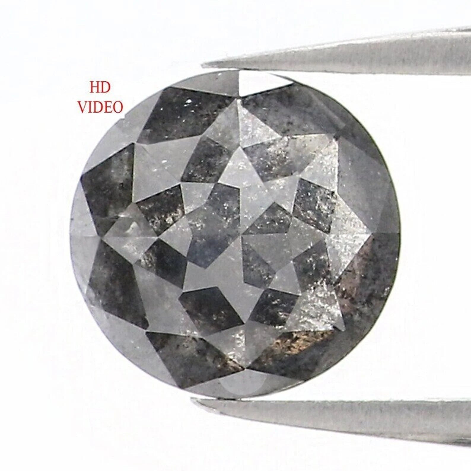 0.79 CT Natural Loose Round Shape Diamond Salt And Pepper Round Cut Diamond 6.00 MM Natural Black Gray Color Round Rose Cut Diamond NQ1536