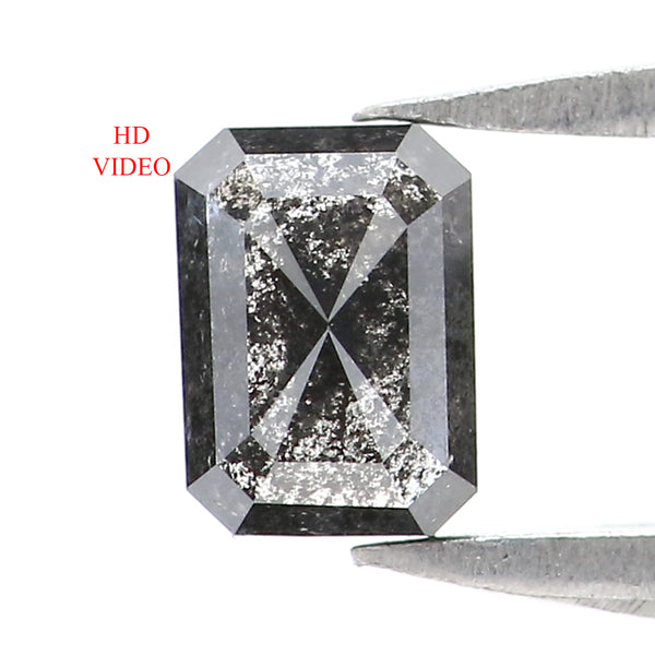 0.38 CT Natural Loose Emerald Shape Diamond Salt And Pepper Emerald Diamond 4.60 MM Black Grey Color Emerald Shape Rose Cut Diamond QK180