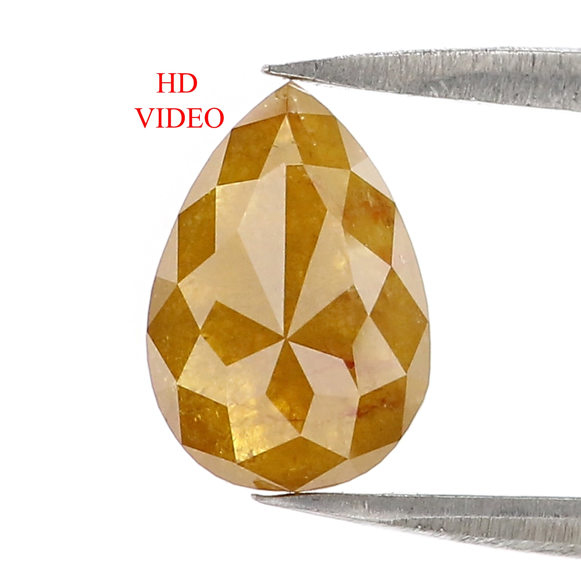 1.60 CT Natural Loose Pear Shape Diamond Yellow Color Pear Shape Diamond 9.40 MM Natural Loose Yellow Diamond Pear Rose Cut Diamond QK2263