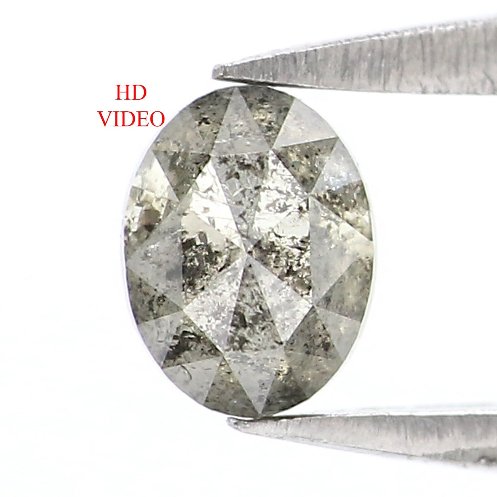 Natural Loose Oval Diamond, Salt And Pepper Oval Diamond, Natural Loose Diamond, Oval Rose Cut Diamond, 0.40 CT Oval Shape Diamond N9254