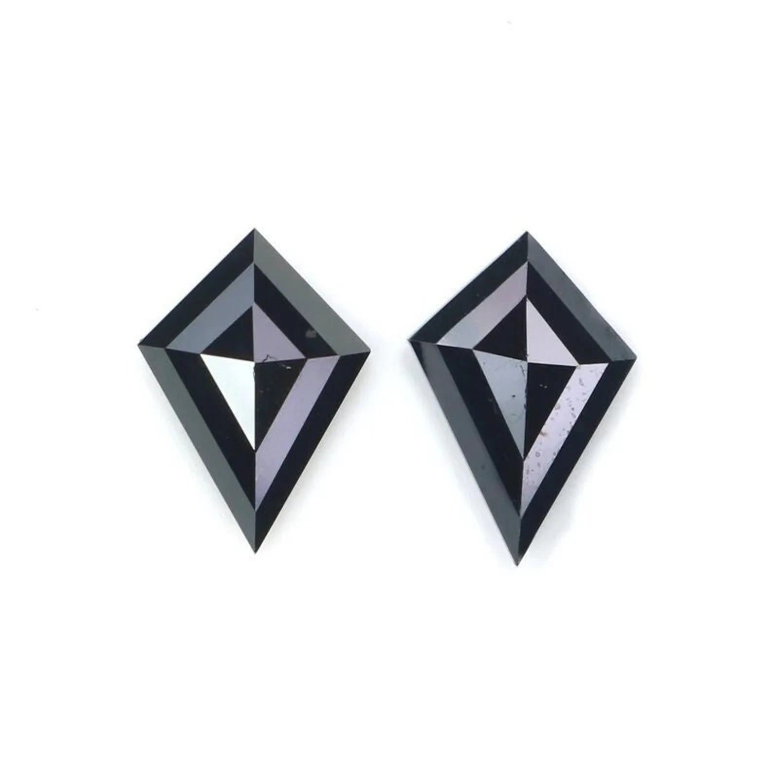 0.77 CT Natural Loose Kite Shape Pair Diamond Black Color Kite Cut Diamond 7.70 MM Natural Diamond Black Color Kite Rose Cut Diamond QN2276