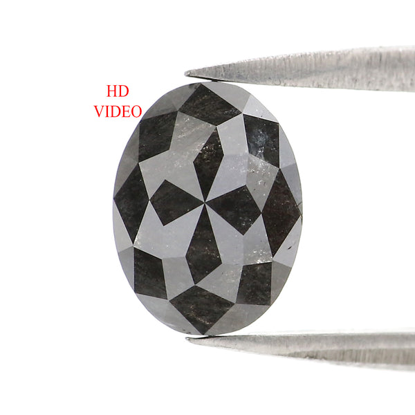 1.49 CT Natural Loose Oval Shape Diamond Salt And Pepper Oval Shape Diamond 8.05 MM Natural Black Grey Color Oval Rose Cut Diamond QL2889