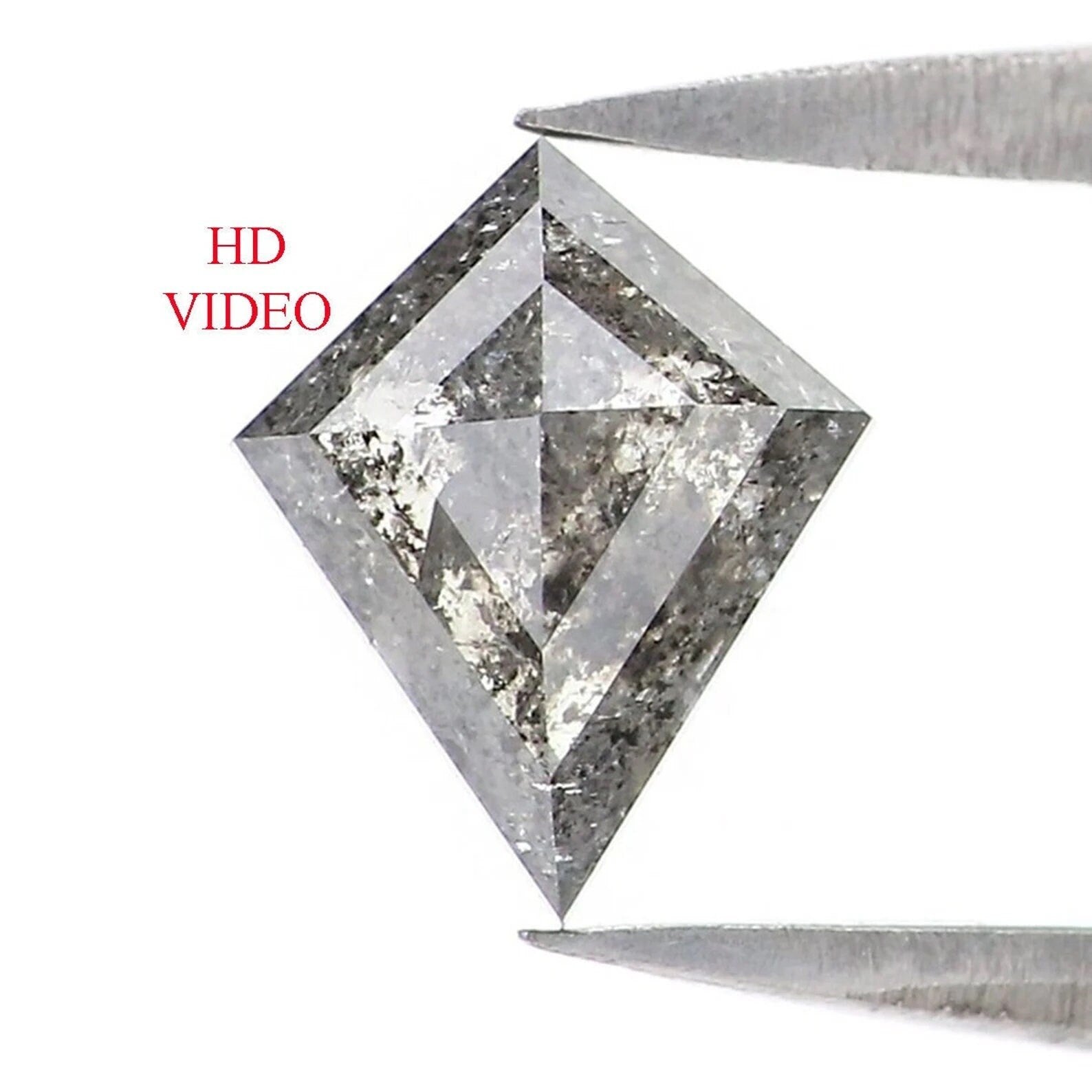 0.60 CT Natural Loose Kite Shape Diamond Salt And Pepper Kite Diamond 7.20 MM Natural Loose Black Grey Color Kite Rose Cut Diamond QN2095