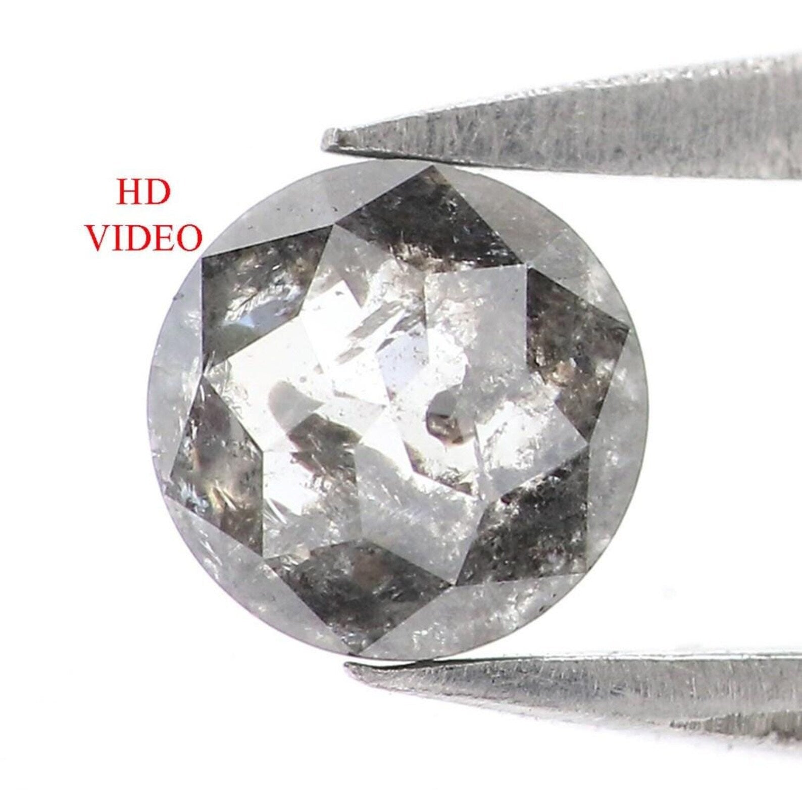 0.44 CT Natural Loose Round Shape Diamond Salt And Pepper Round Cut Diamond 4.60 MM Natural Black Grey Color Round Rose Cut Diamond NQ2310