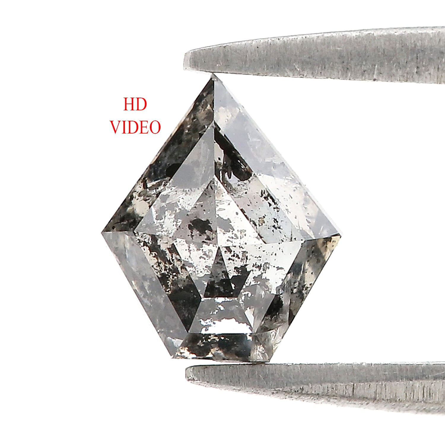 0.97 Ct Natural Loose Pentagon Shape Diamond Salt And Pepper Pentagon Cut Diamond 7.50 MM Black Gray Color Pentagon Rose Cut Diamond QL8964