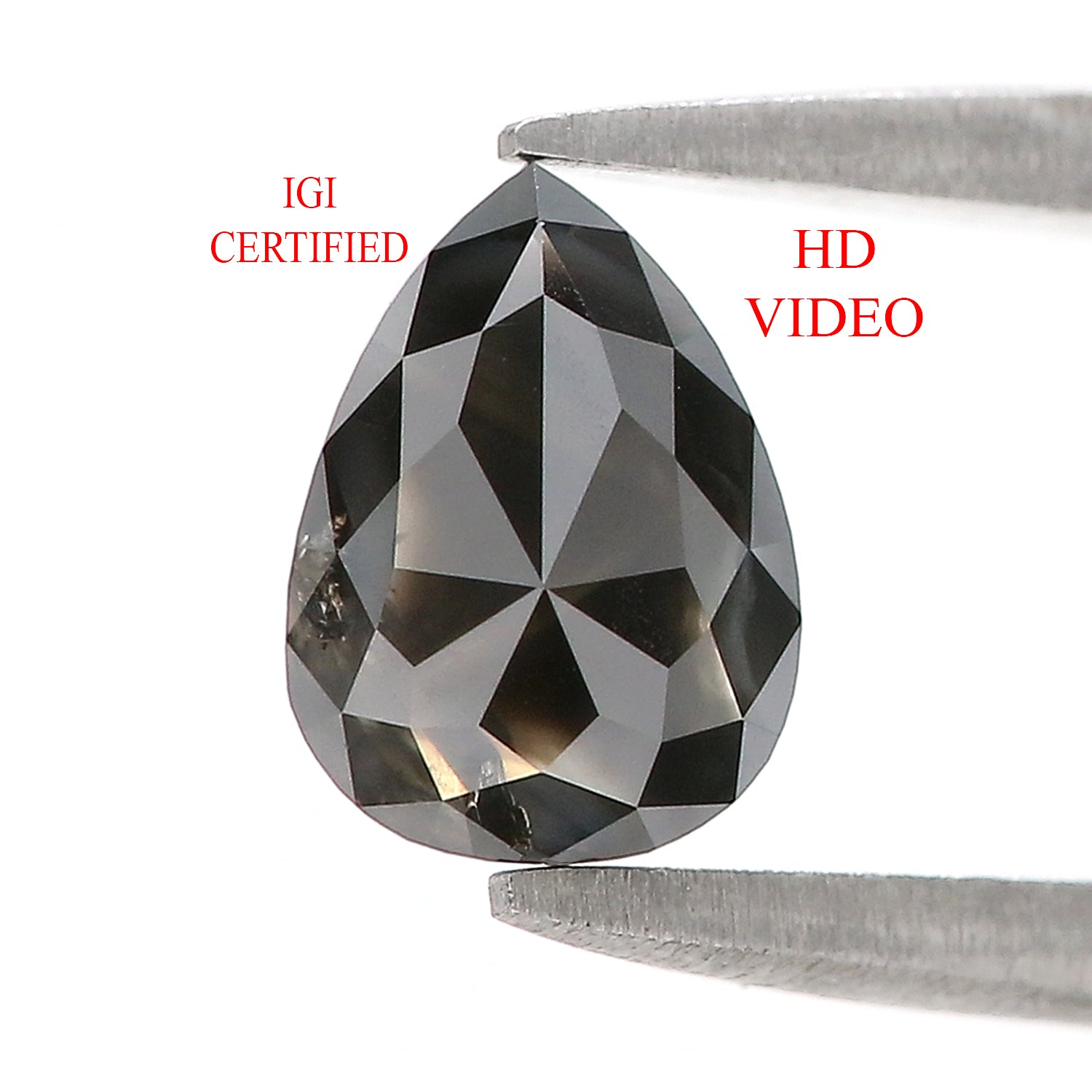 1.34 Ct IGI CERTIFIED Natural Loose Pear Diamond Natural Fancy Black Color Diamond 7.75 MM Natural Loose Diamond Pear Shape Diamond QL9380