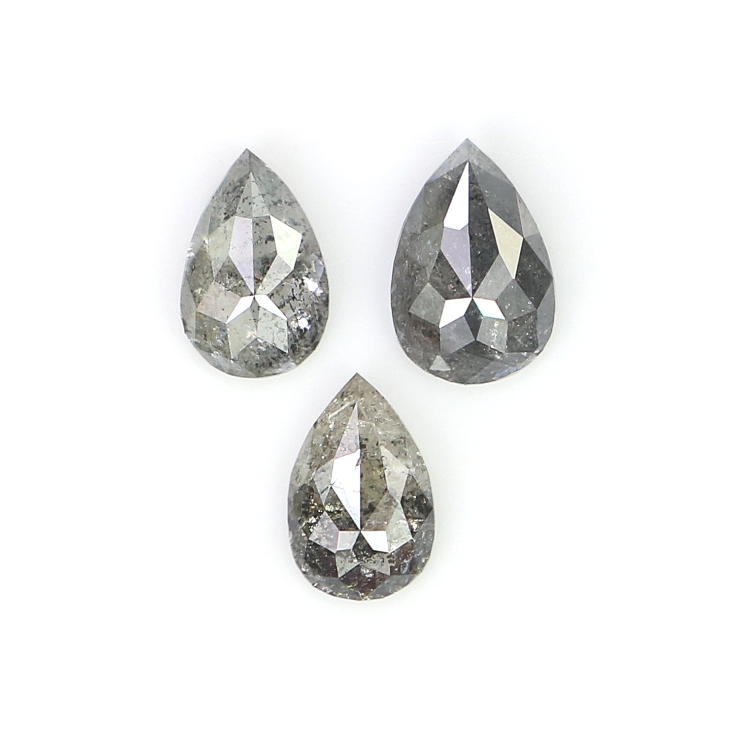 0.81 CT Natural Loose Pear Shape Diamond Salt And Pepper Pear Cut Diamond 5.70 MM Natural Loose Black Grey Color Pear Rose Cut Diamond N2285