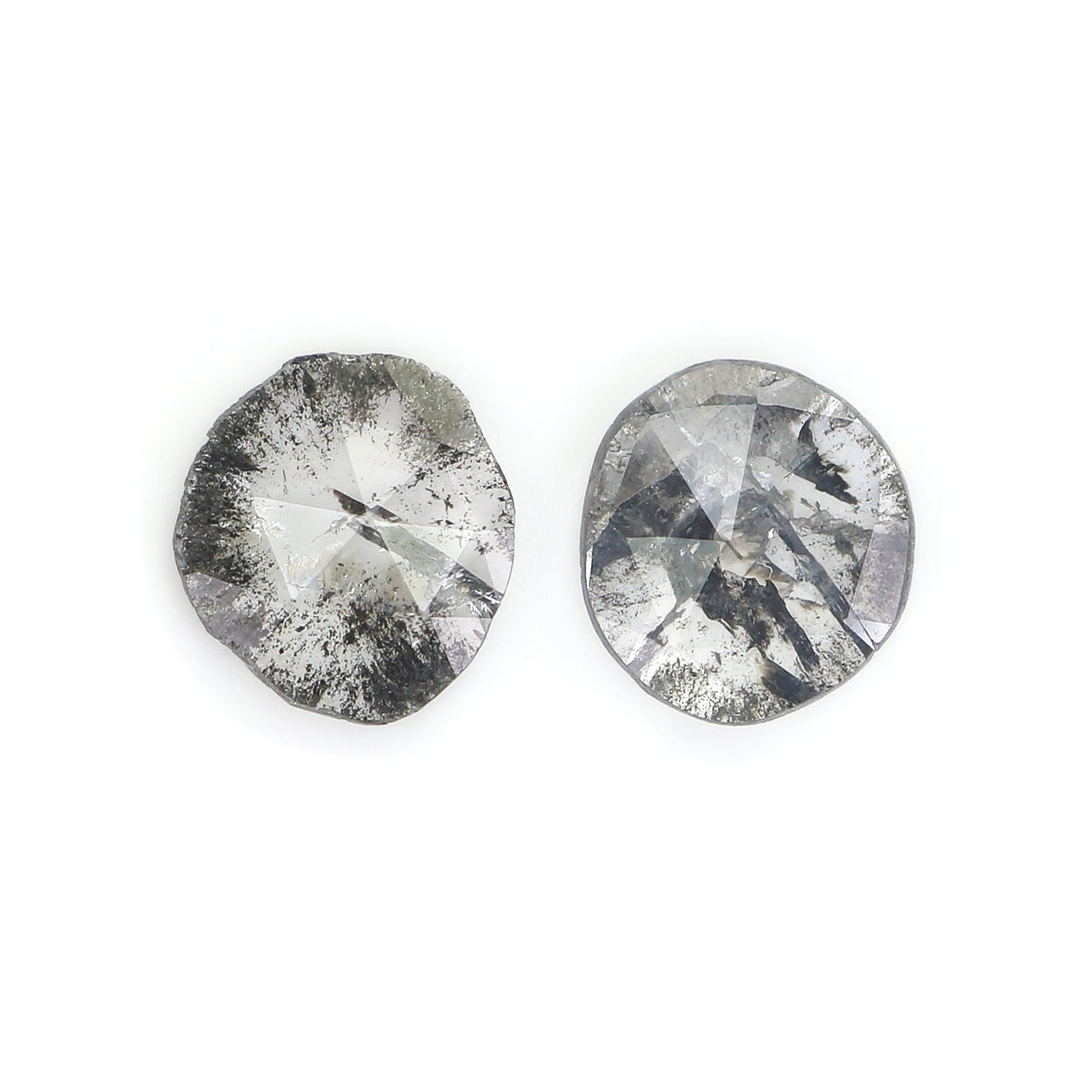 0.93 CT Natural Loose Slice Shape Diamond Salt And Pepper Slice Cut Diamond 7.45 MM Natural Black Grey Diamond Irregular Cut Diamond N2619