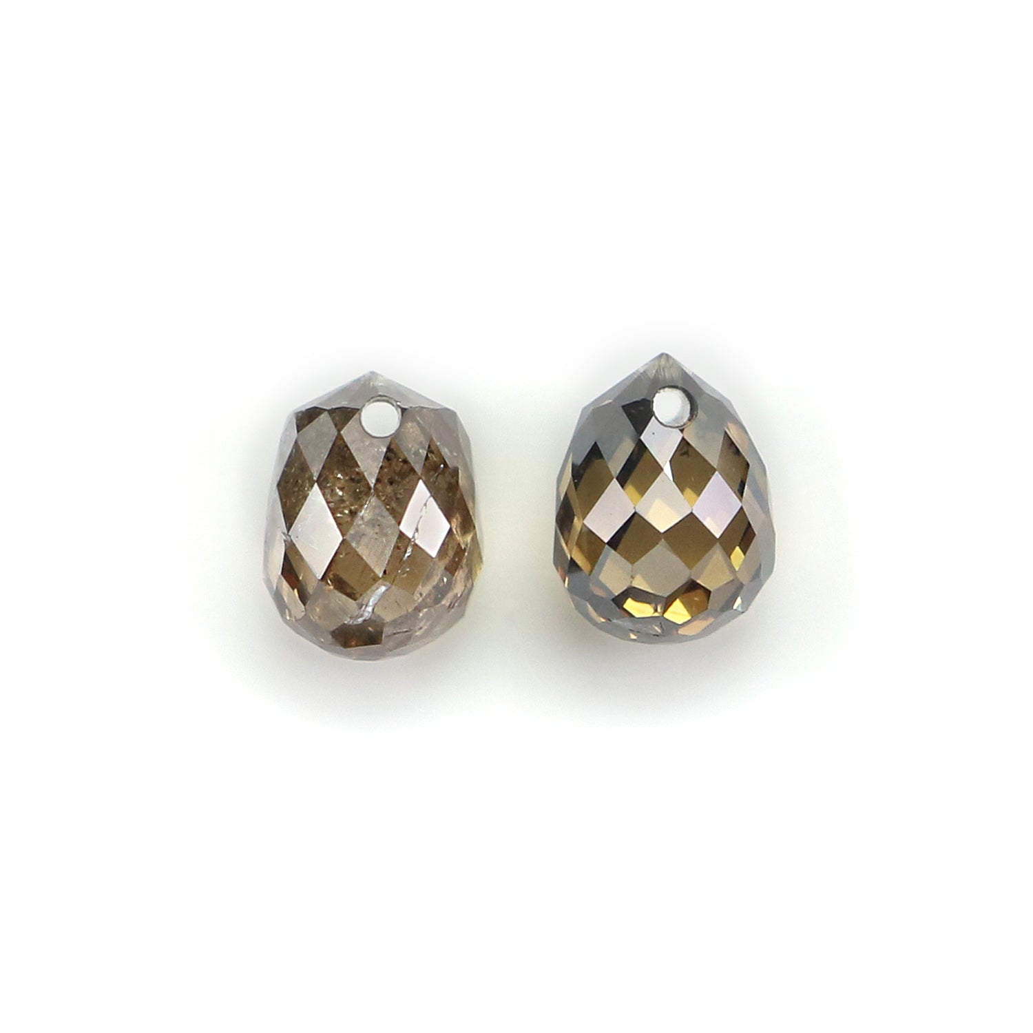 0.93 CT Natural Loose Drop Cut Pair Diamond Brown Color Briolette Diamond 4.50 MM Natural Brown Color Diamond Drop Rose Cut Diamond NQ776