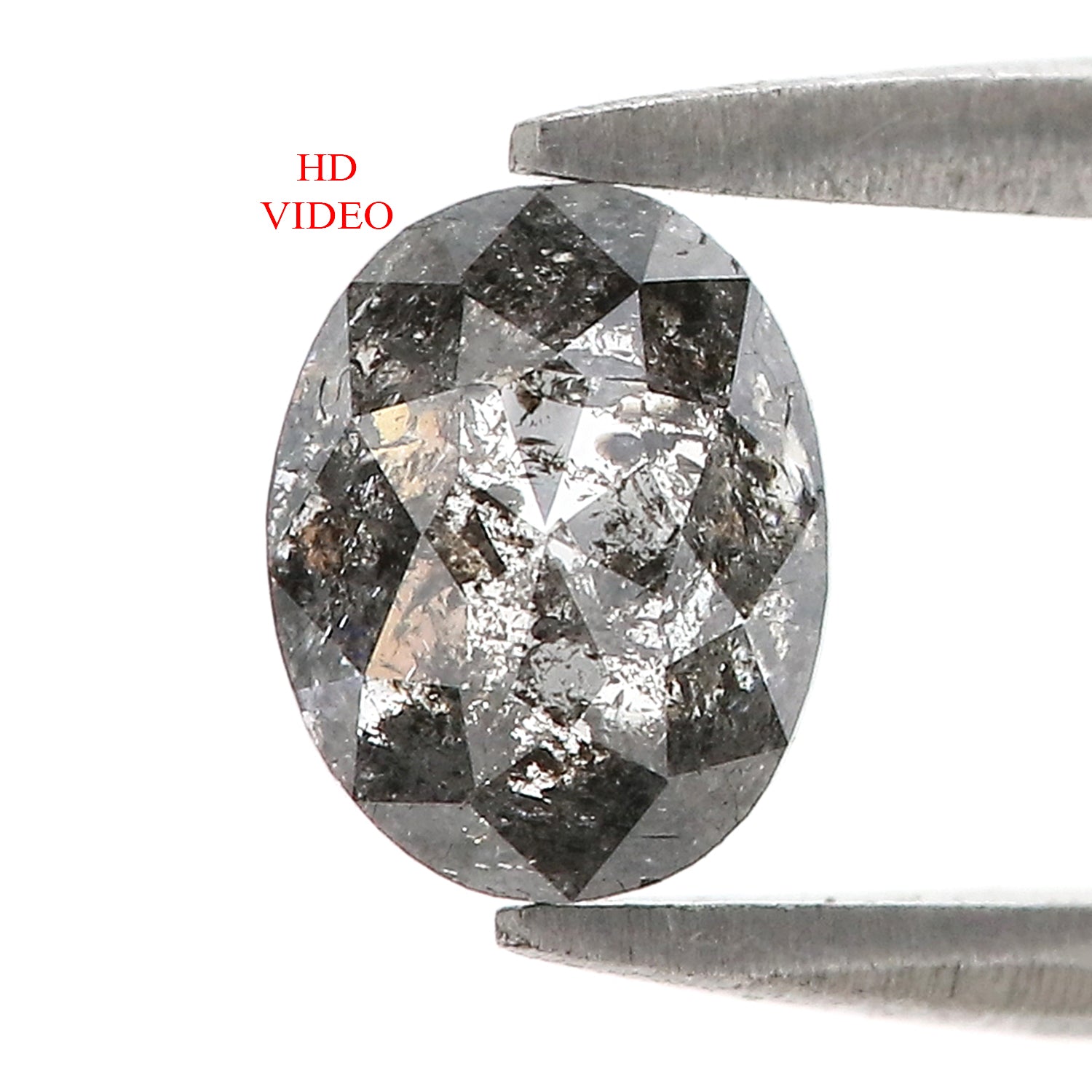 0.91 Ct Natural Loose Oval Shape Diamond Black Grey Color Diamond 6.60 MM Natural Loose Diamond Salt and Pepper Oval Shape Diamond QL665