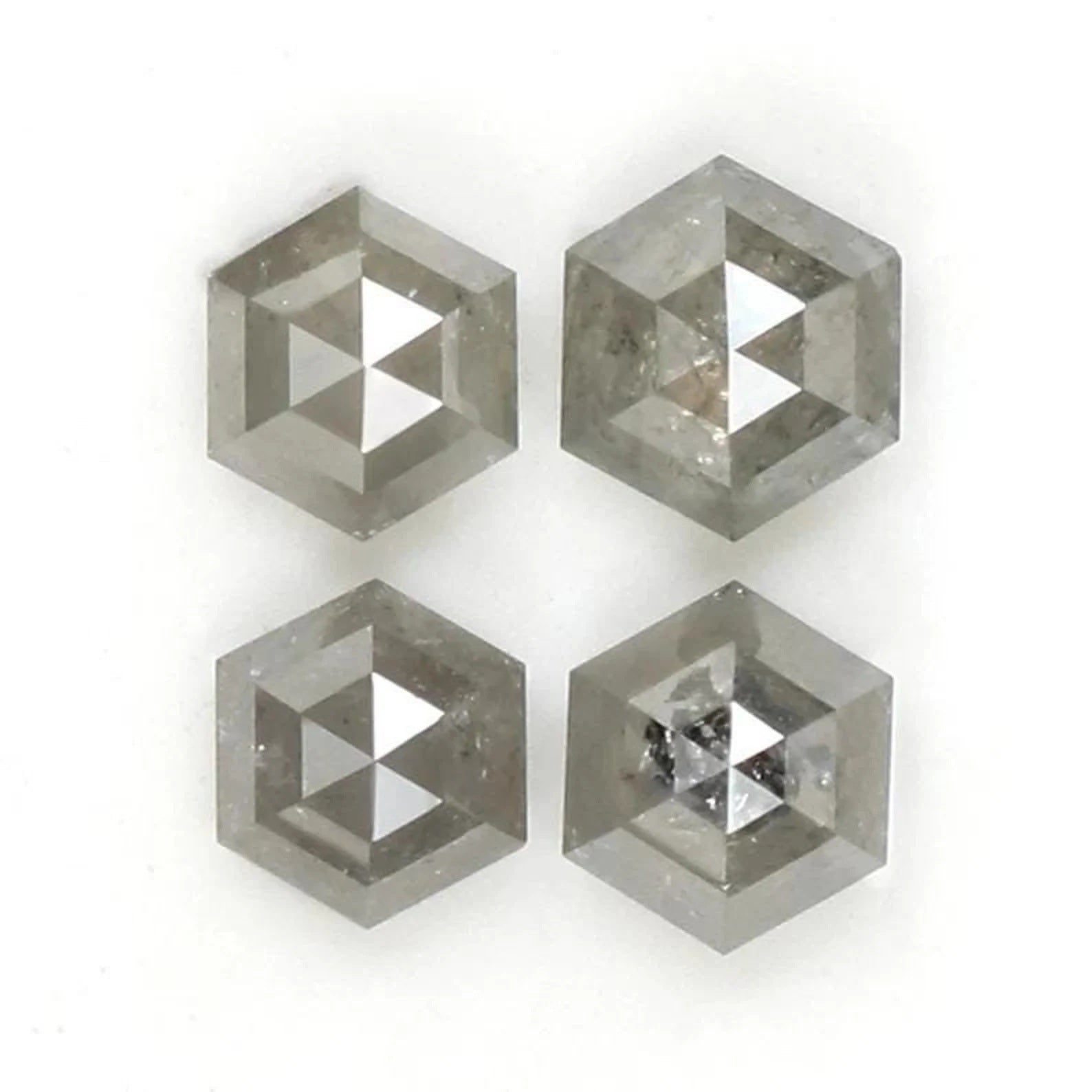 1.14 CT Natural Loose Hexagon Cut Diamond Salt And Pepper Hexagon Diamond 3.50 MM Natural Diamond Grey Color Hexagon Rose Cut Diamond NQ8779