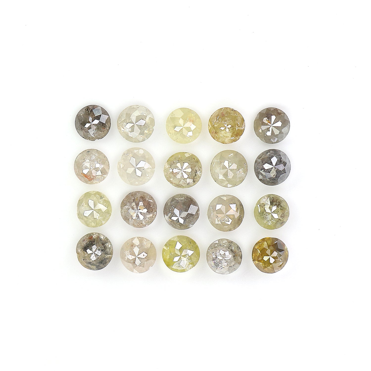 3.41 CT Natural Loose Round Rose Cut Diamond Grey Color Round Shape Diamond 3.10 MM Natural Loose Yellow Color Round Rose Cut Diamond LQ1718