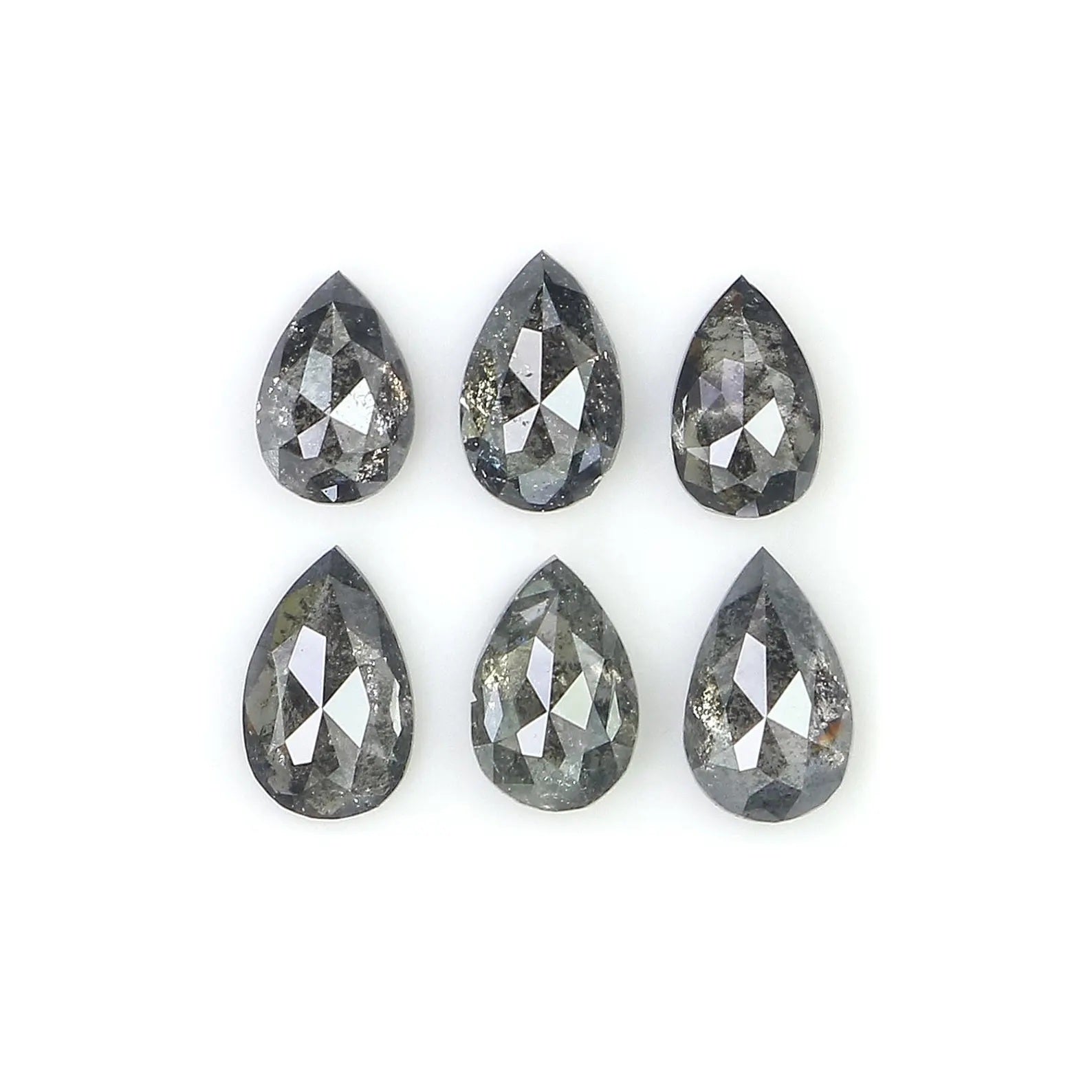 0.94 CT Natural Loose Pear Diamond Salt And Pepper Diamond 4.10 MM Natural Loose Diamond Black Grey Color Pear Shape Rose Cut Diamond NQ1563