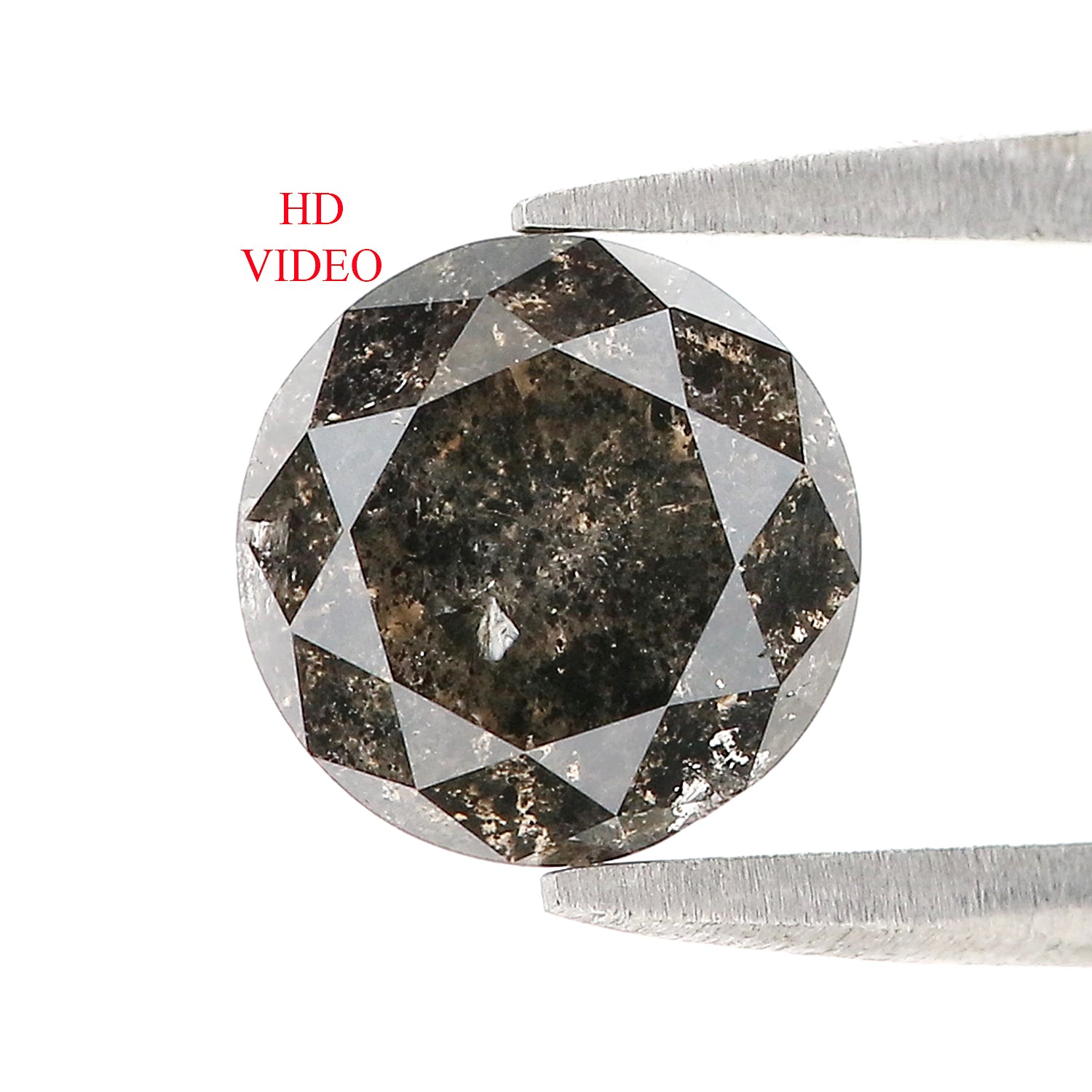 2.05 CT Natural Loose Round Shape Diamond Black Grey Color Round Cut Diamond 7.85 MM Salt And Pepper Round Brilliant Cut Diamond QL9209