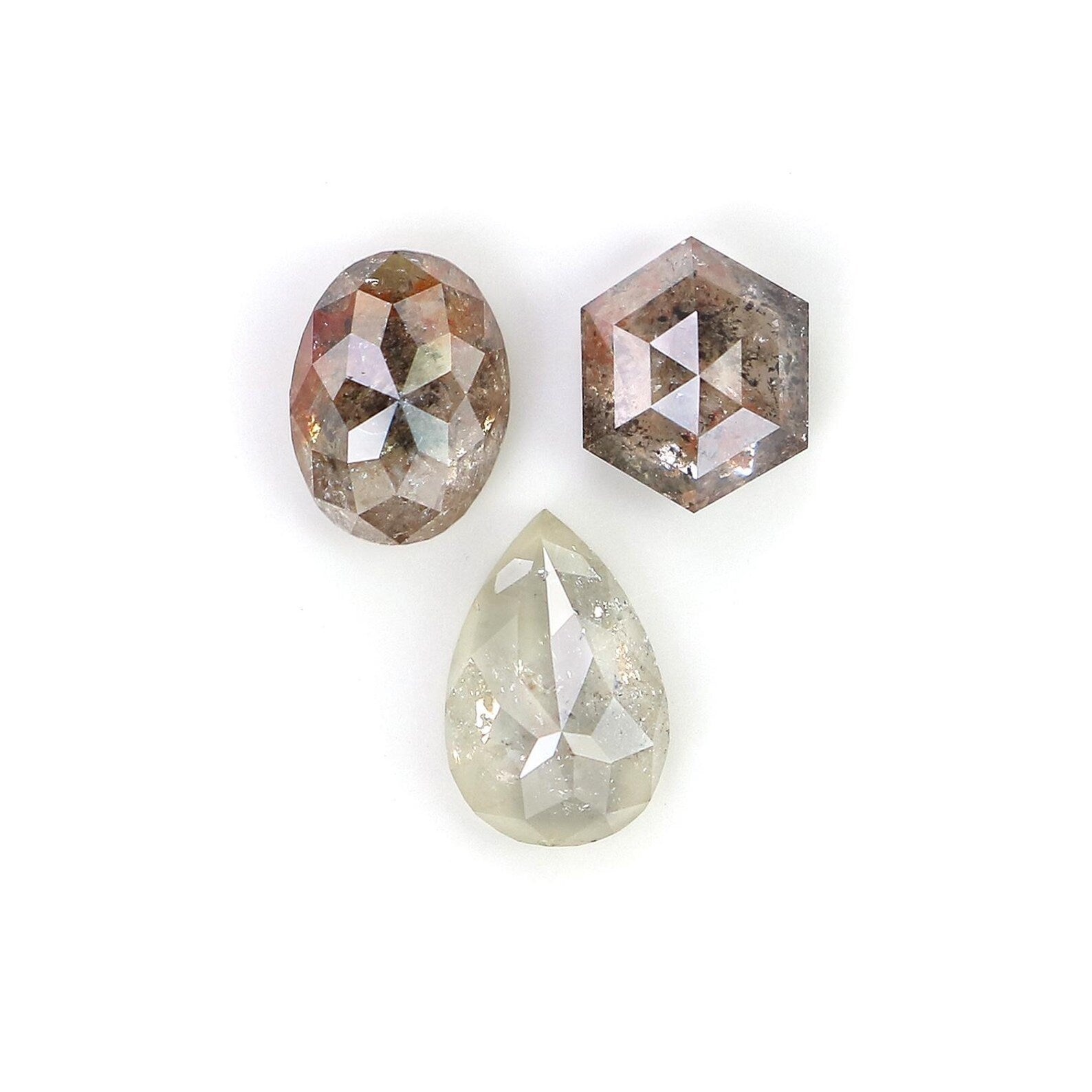 1.27 CT Natural Loose Mix Shape Diamond Brown Grey Color Mix Shape Diamond 6.25 MM Natural Loose Diamond Mix Shape Rose Cut Diamond NQ2204