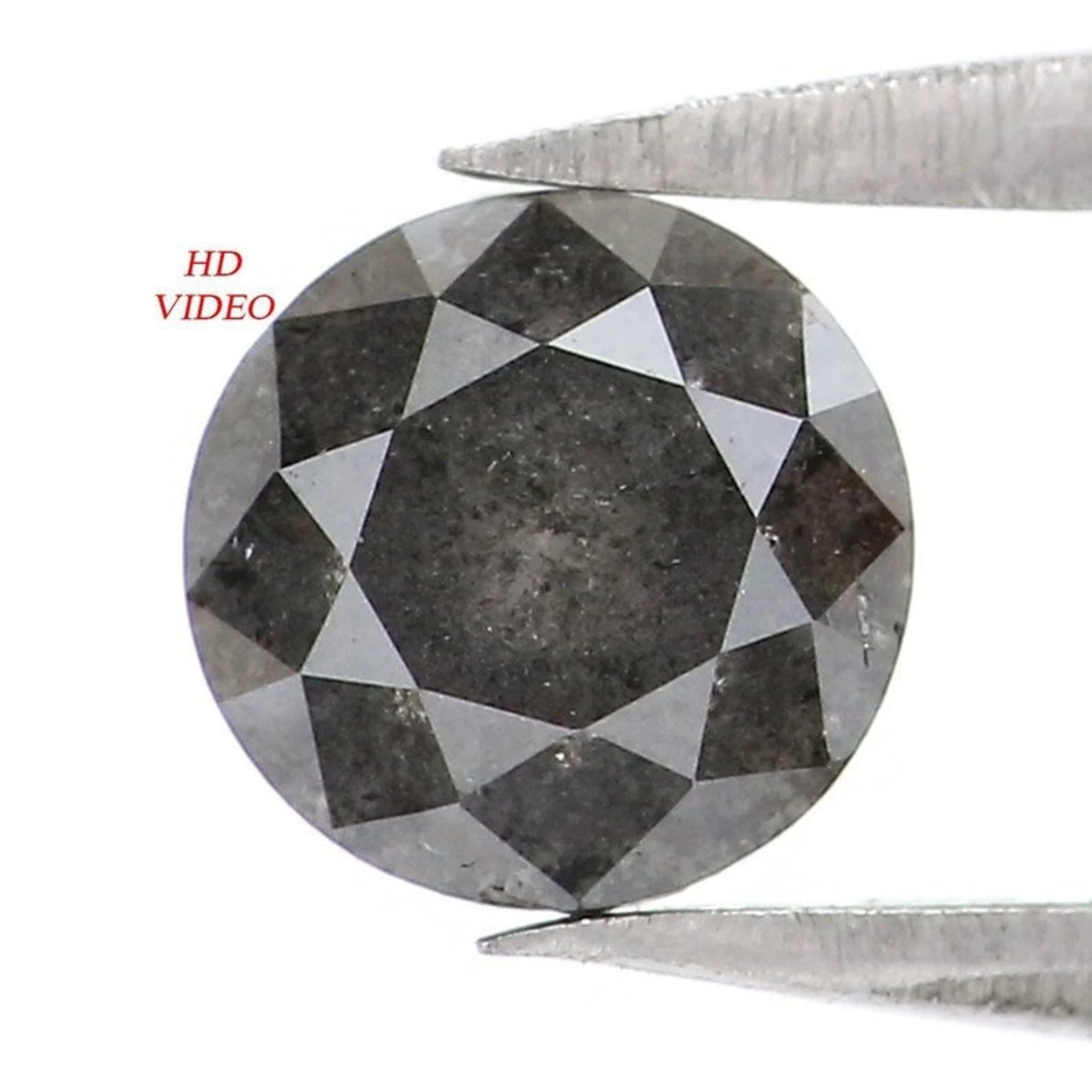 0.85 Ct Natural Loose Round Shape Diamond Salt And Pepper Round Diamond 5.50 MM Natural Black Grey Color Round Brilliant Cut Diamond NQ9353