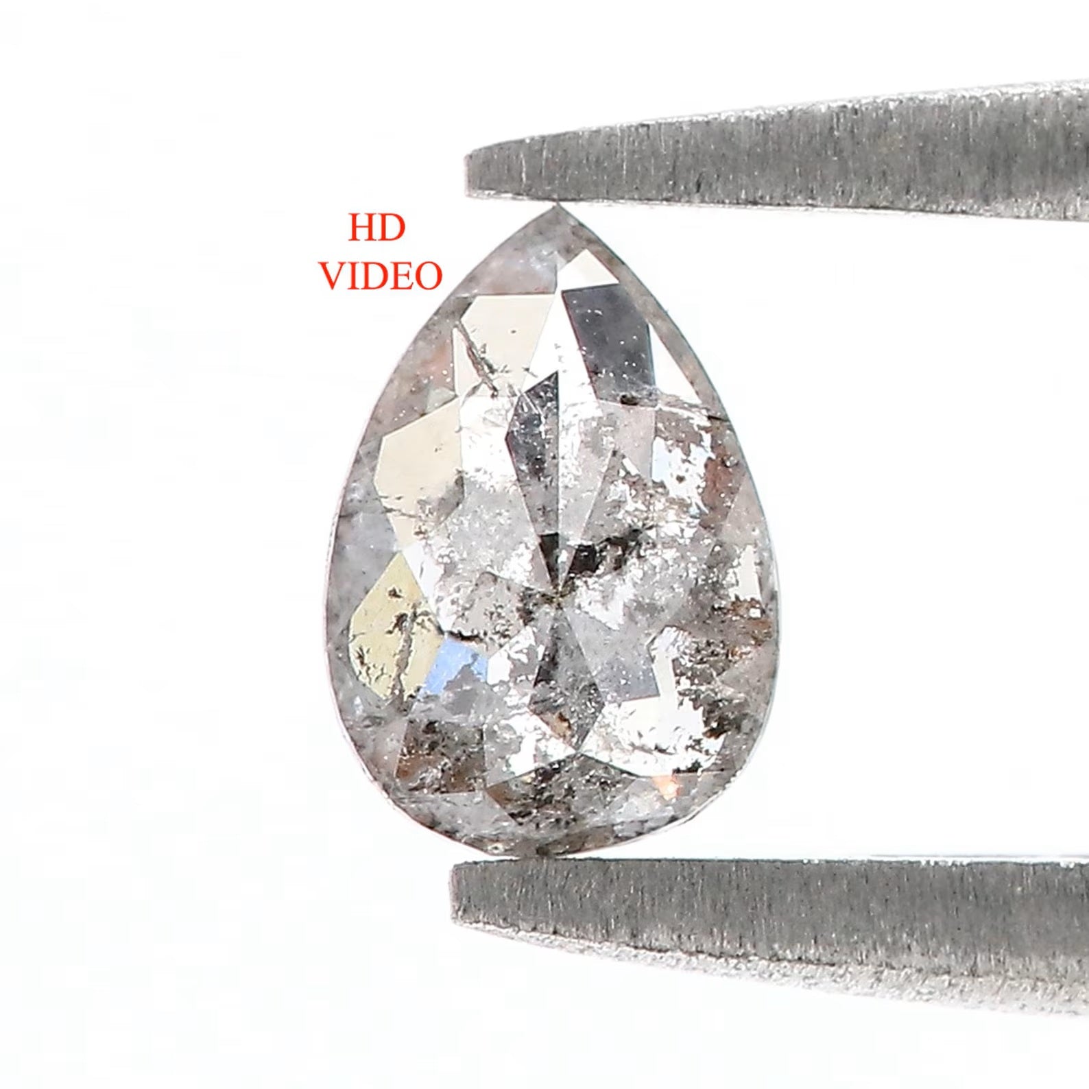 0.39 Ct Natural Loose Pear Shape Diamond Salt And Pepper Pear Cut Diamond 5.95 MM Natural Loose Black Grey Color Pear Rose Cut Diamond QN606