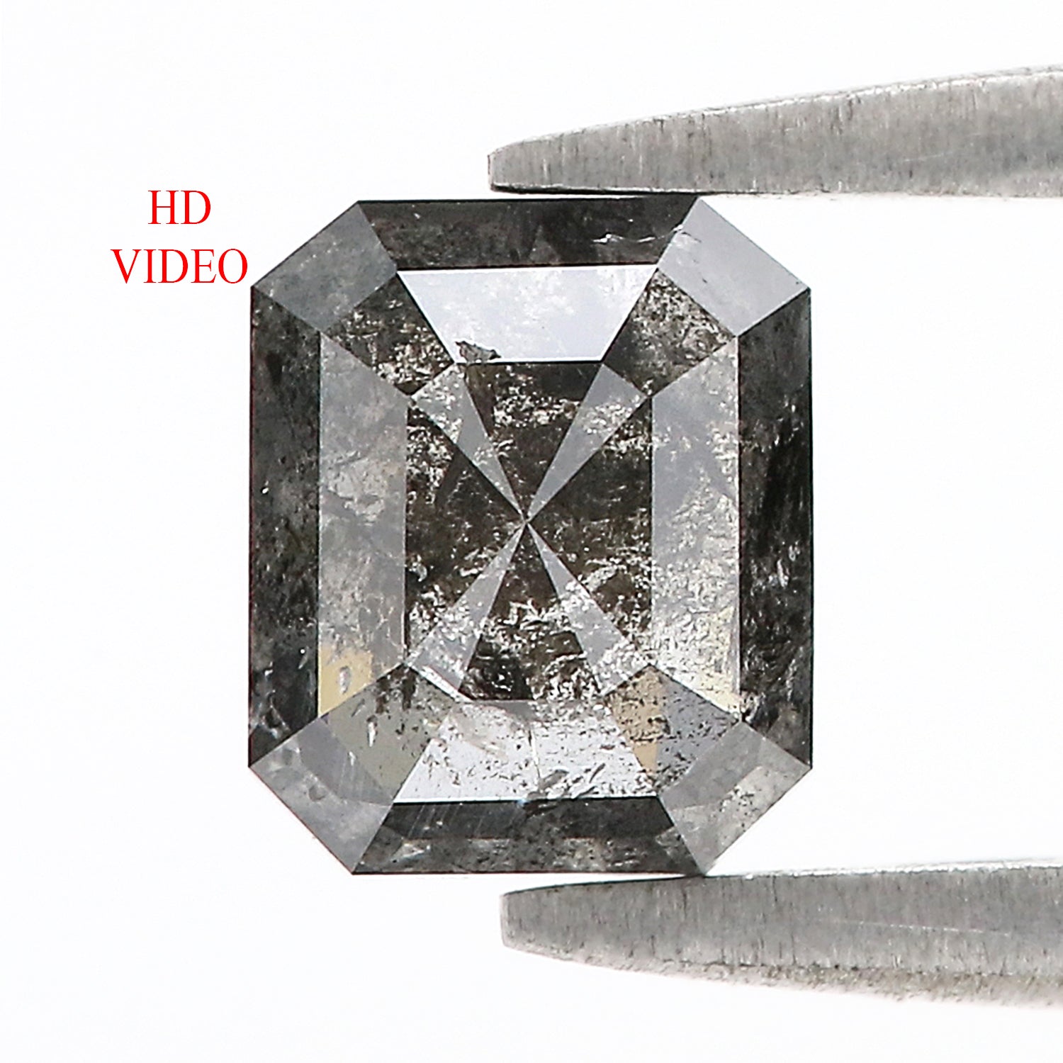 1.10 CT Natural Loose Emerald Shape Diamond Salt And Pepper Emerald Shape Diamond 6.50 MM Black Grey Color Emerald Rose Cut Diamond QL974