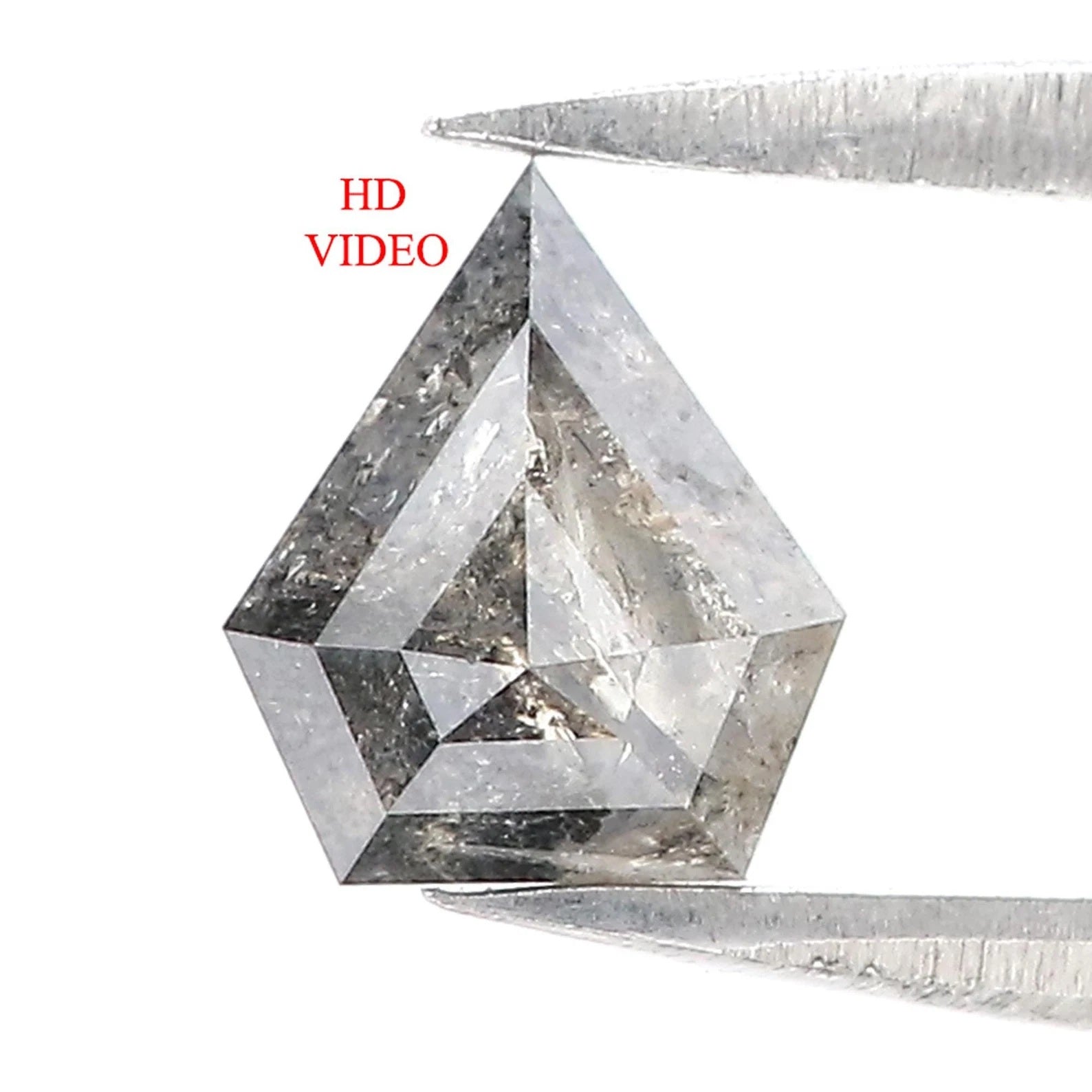 0.88 CT Natural Loose Shield Shape Diamond Salt And Pepper Shield Diamond 7.20 MM Natural Black Grey Color Shield Rose Cut Diamond QN9205