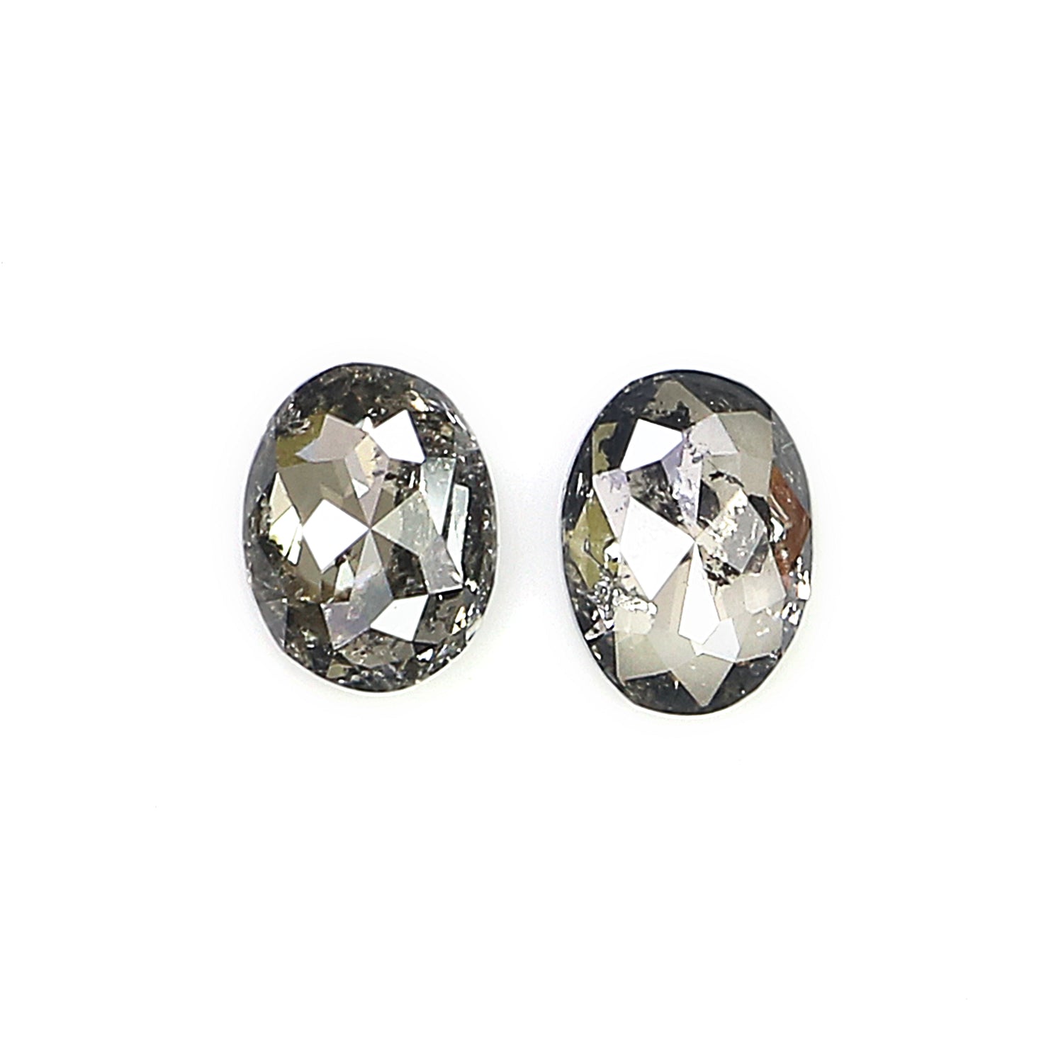 0.54 CT Natural Loose Oval Cut Pair Diamond Salt And Pepper Oval Shape Diamond 4.65 MM Natural Loose Black Grey Oval Rose Cut Diamond KQ2321