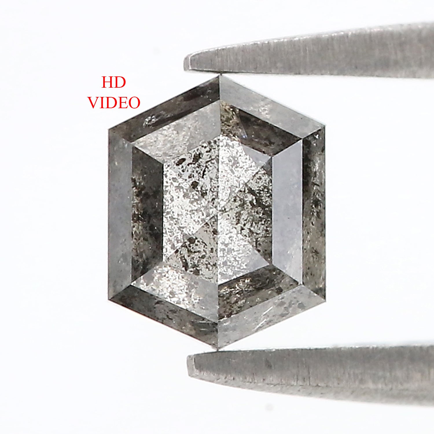 1.00 CT Natural Loose Hexagon Shape Diamond Salt And Pepper Hexagon Diamond 6.35 MM Black Grey Color Hexagon Shape Rose Cut Diamond KDL276