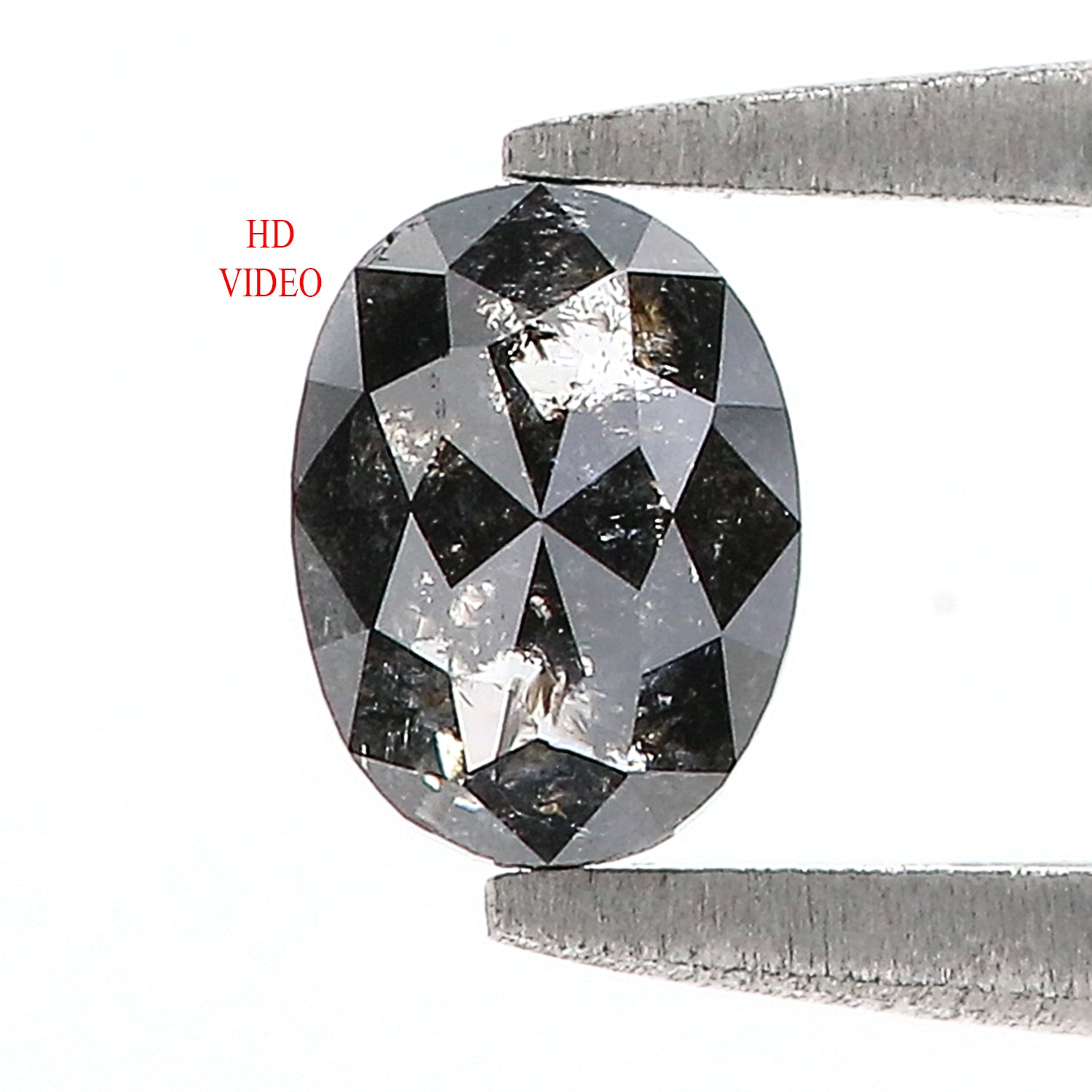 0.51 CT Natural Loose Oval Shape Diamond Salt And Pepper Oval Rose Cut Diamond 5.60 MM Black Grey Color Oval Shape Rose Cut Diamond QK2334