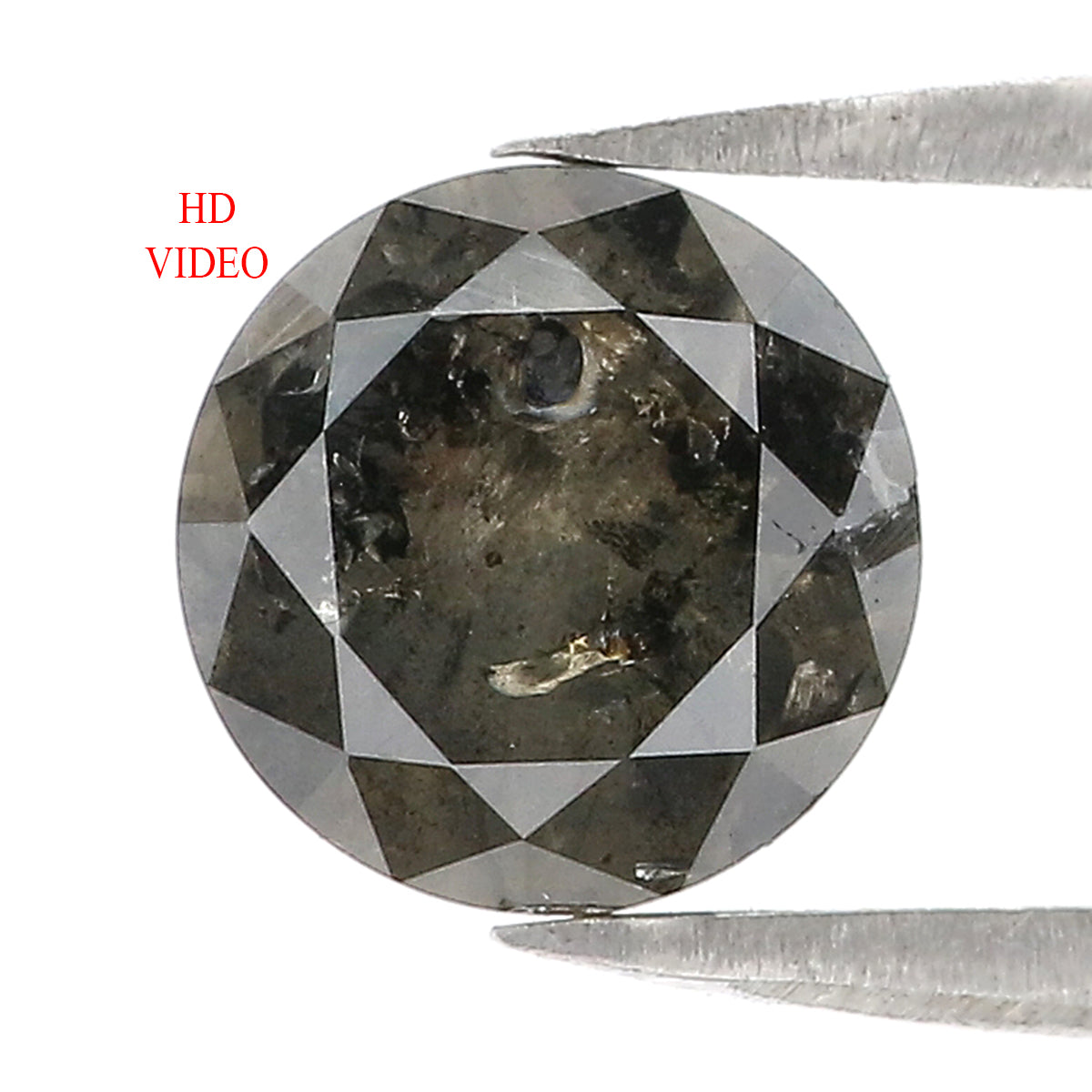 2.10 CT Natural Loose Round Shape Diamond Black Grey Color Round Cut Diamond 7.95 MM Salt And Pepper Round Brilliant Cut Diamond LQ3028