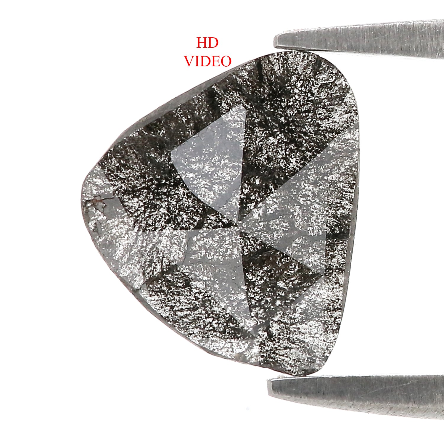 Natural Slice Salt and Pepper Diamond 0.79 CT Loose Rose Cut Black Grey Stone 9.60 MM Rustic Diamond For Custom Engagement Ring L3667