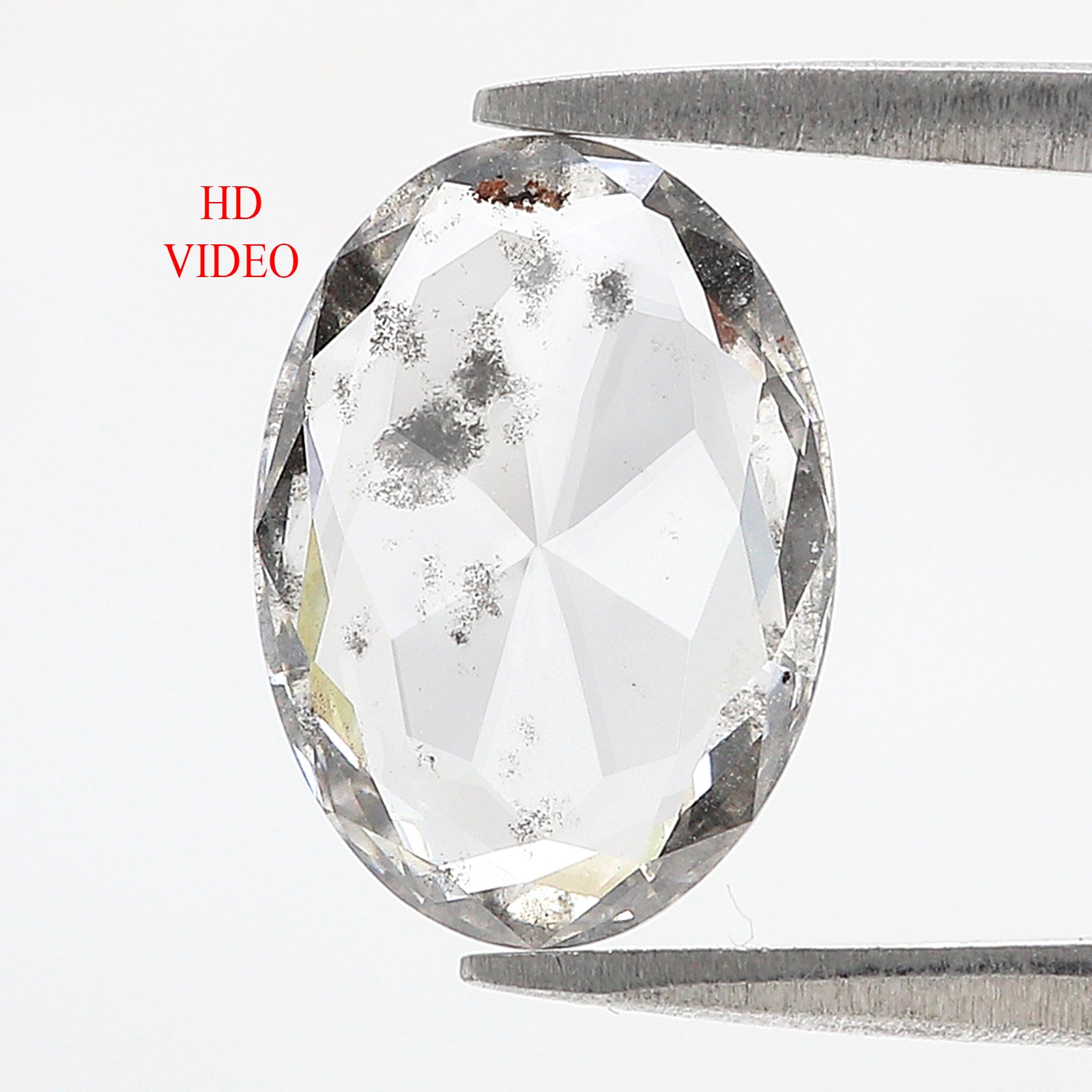 1.79 CT Oval Rose Cut Salt And Pepper Lab Grown 12.30 MM Loose Diamond CVD Fancy Black Grey Color Lab Created Antique Cut Diamonds N2632