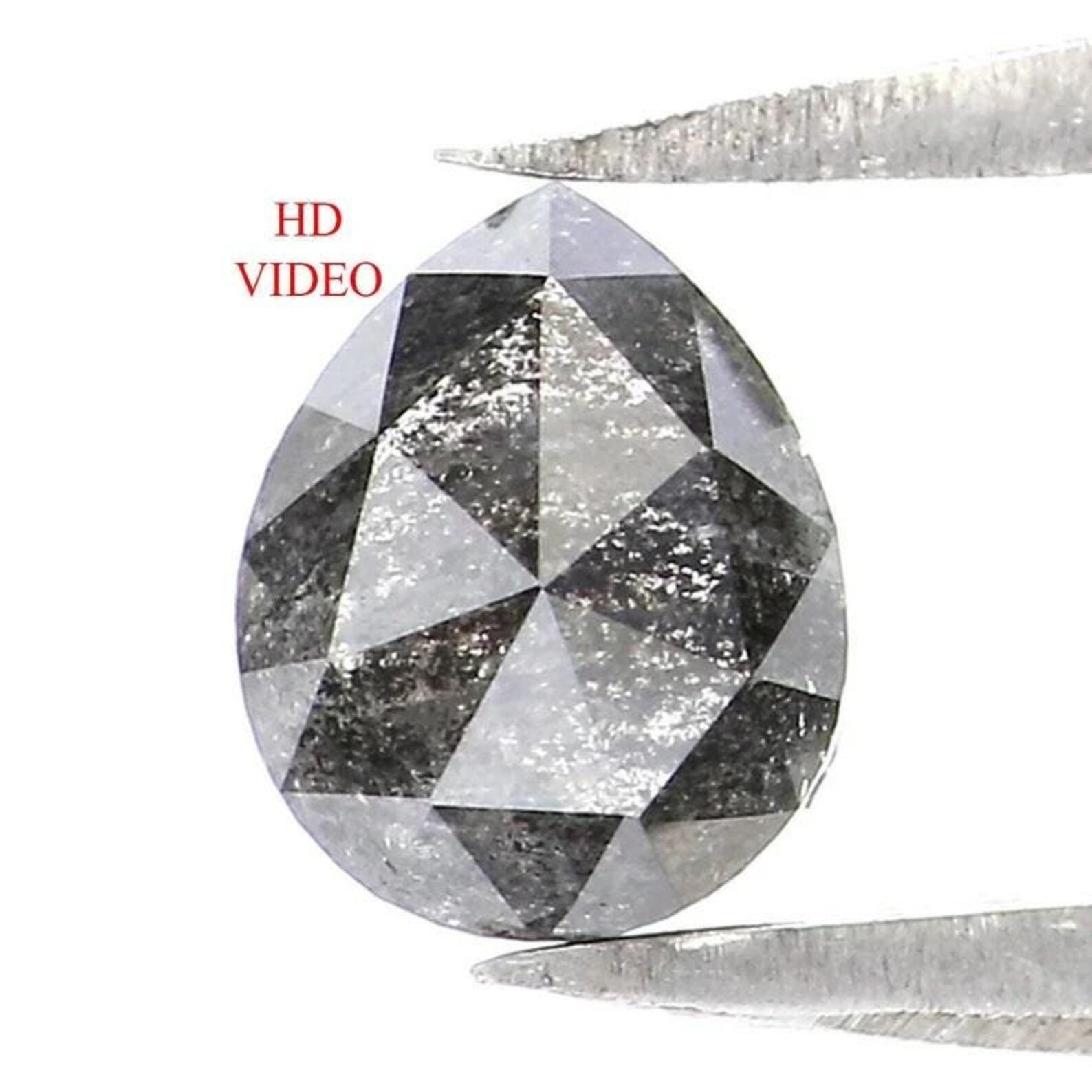 0.65 CT Natural Loose Pear Shape Diamond Salt And Pepper Pear Diamond 5.90 MM Natural Loose Black Grey Color Pear Rose Cut Diamond NQ9466