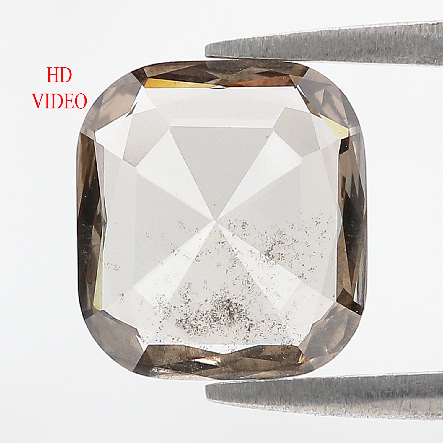 1.86 CT Cushion Rose Cut Salt And Pepper Lab Grown 10.45 MM Loose Diamond CVD Fancy Black Grey Color Lab Created Antique Cut Diamonds L3524