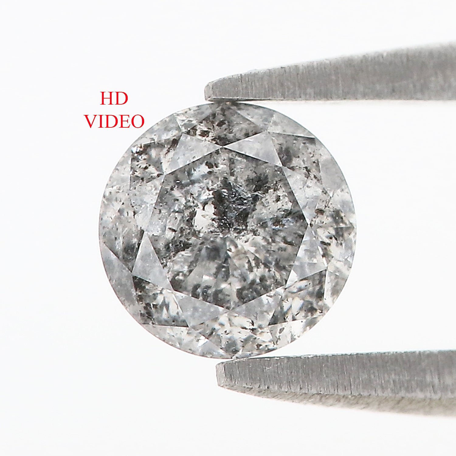 0.65 CT Natural Loose Round Shape Diamond Salt And Pepper Round Cut Diamond 5.35 MM Natural Black Grey Round Brilliant Cut Diamond L3486